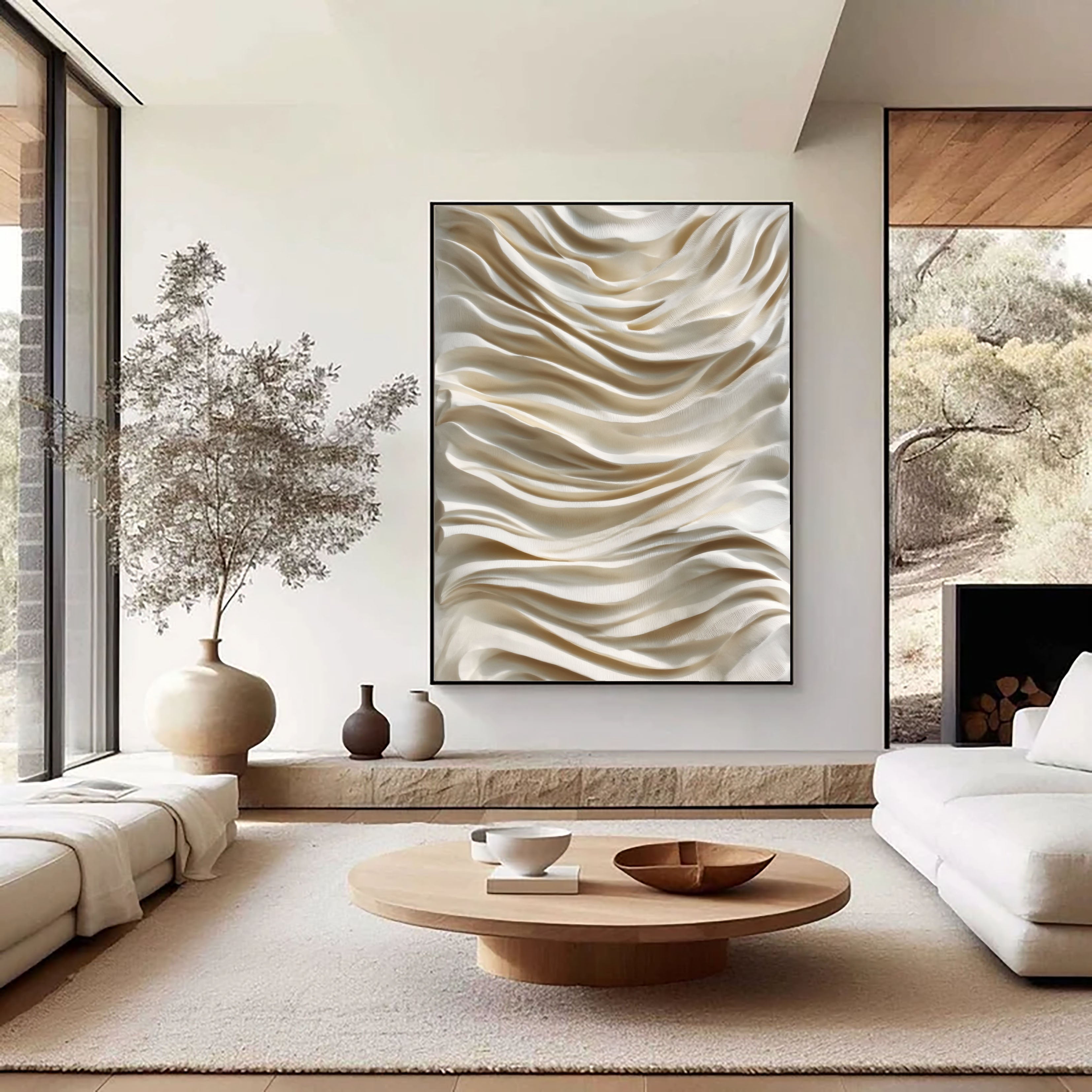 Textured Wavy Opulence | Beige Rhythm