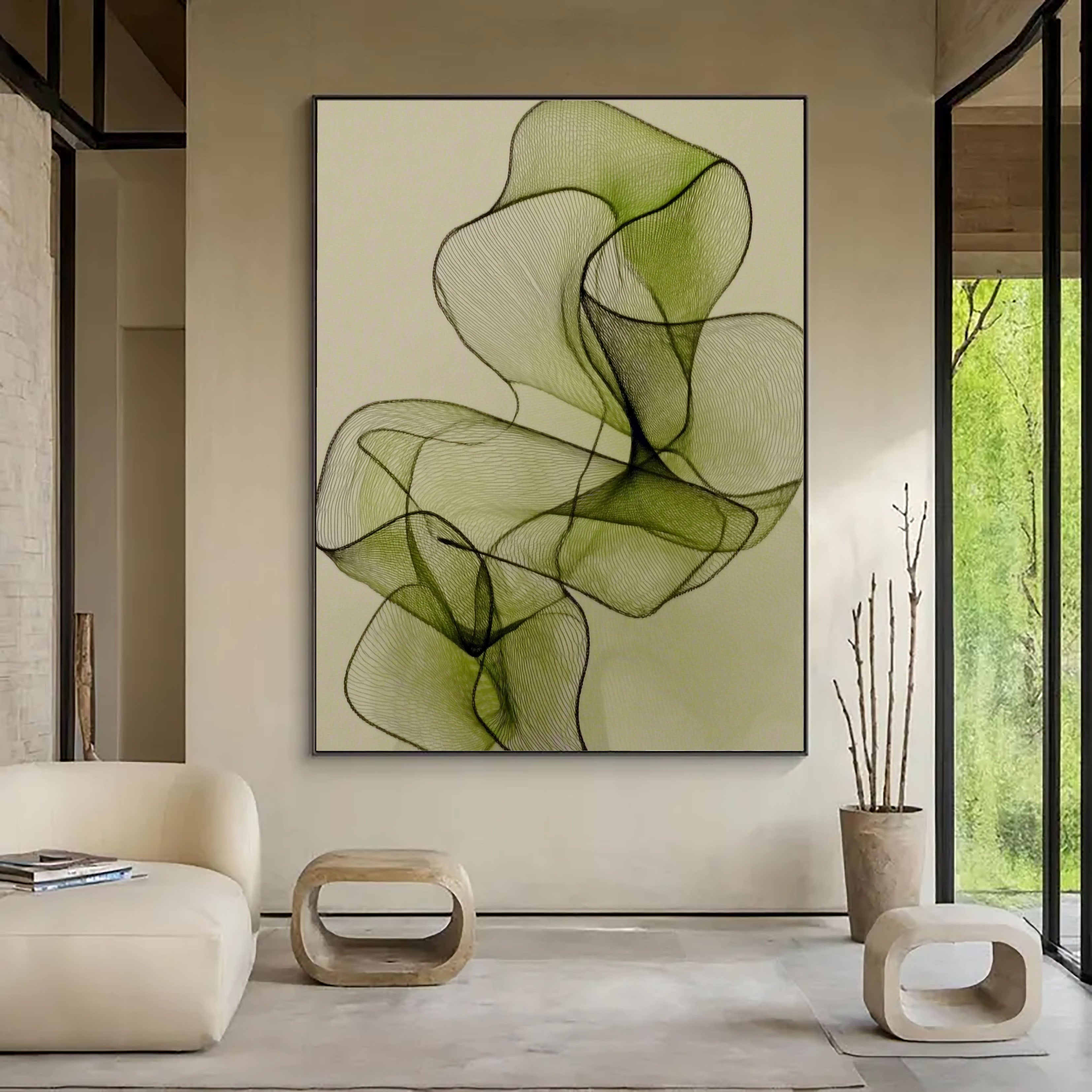 Textured Airy Contours | Muted Greens