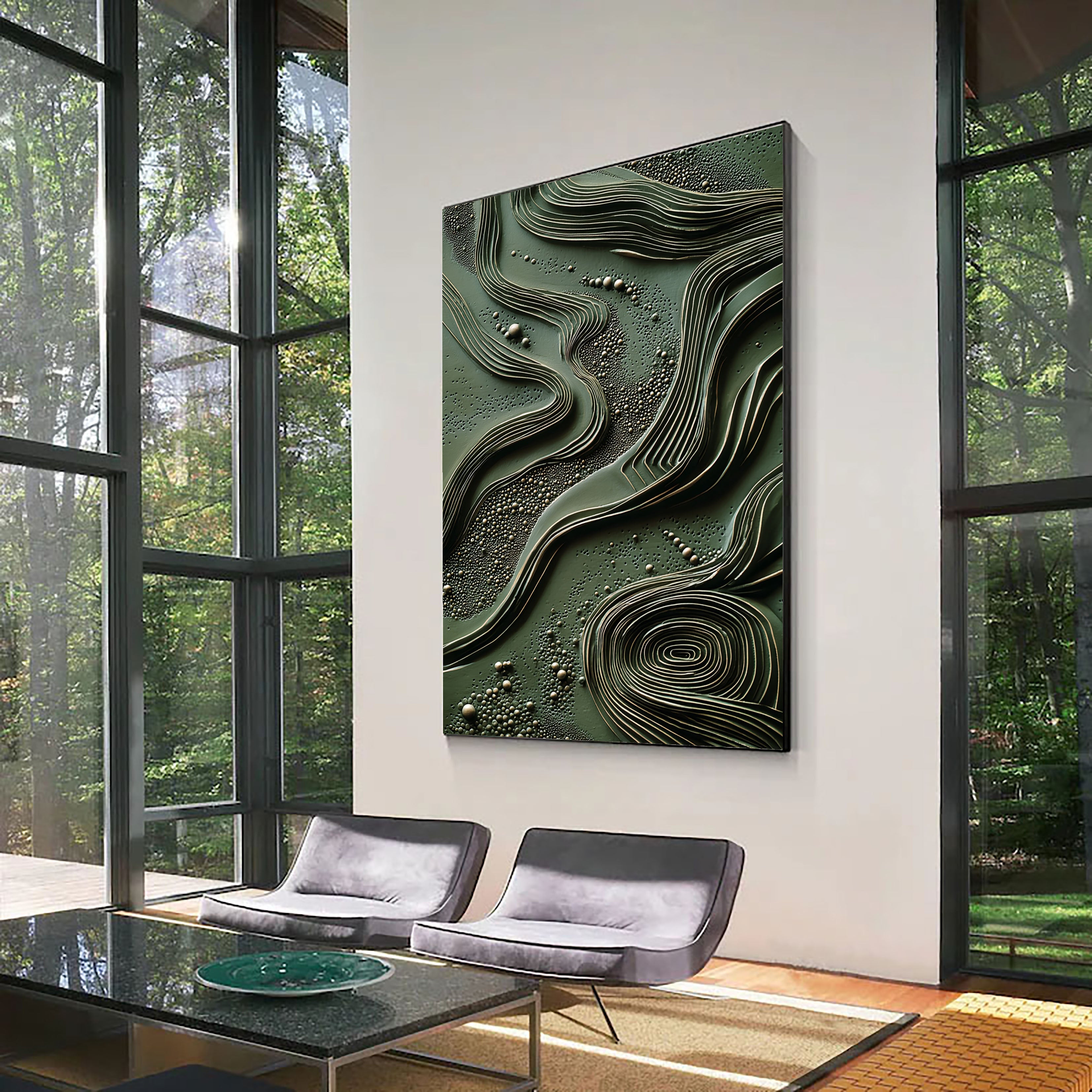 Textured Wave Opulence | Green Gold