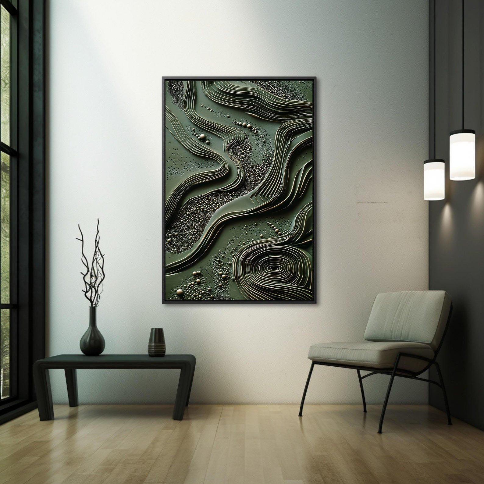 Textured Wave Opulence | Green Gold