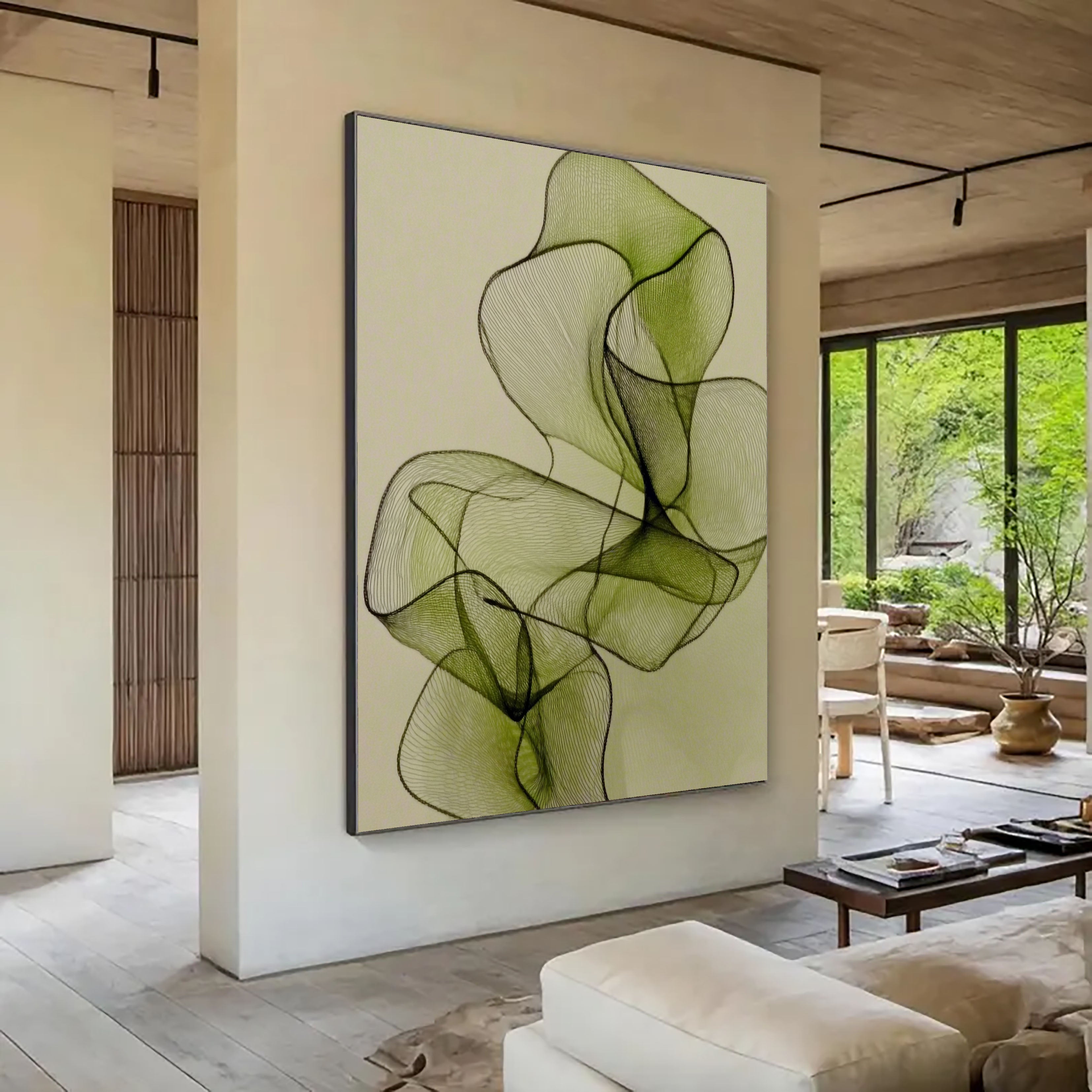 Textured Airy Contours | Muted Greens
