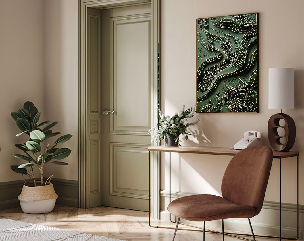 Textured Wave Opulence | Green Gold