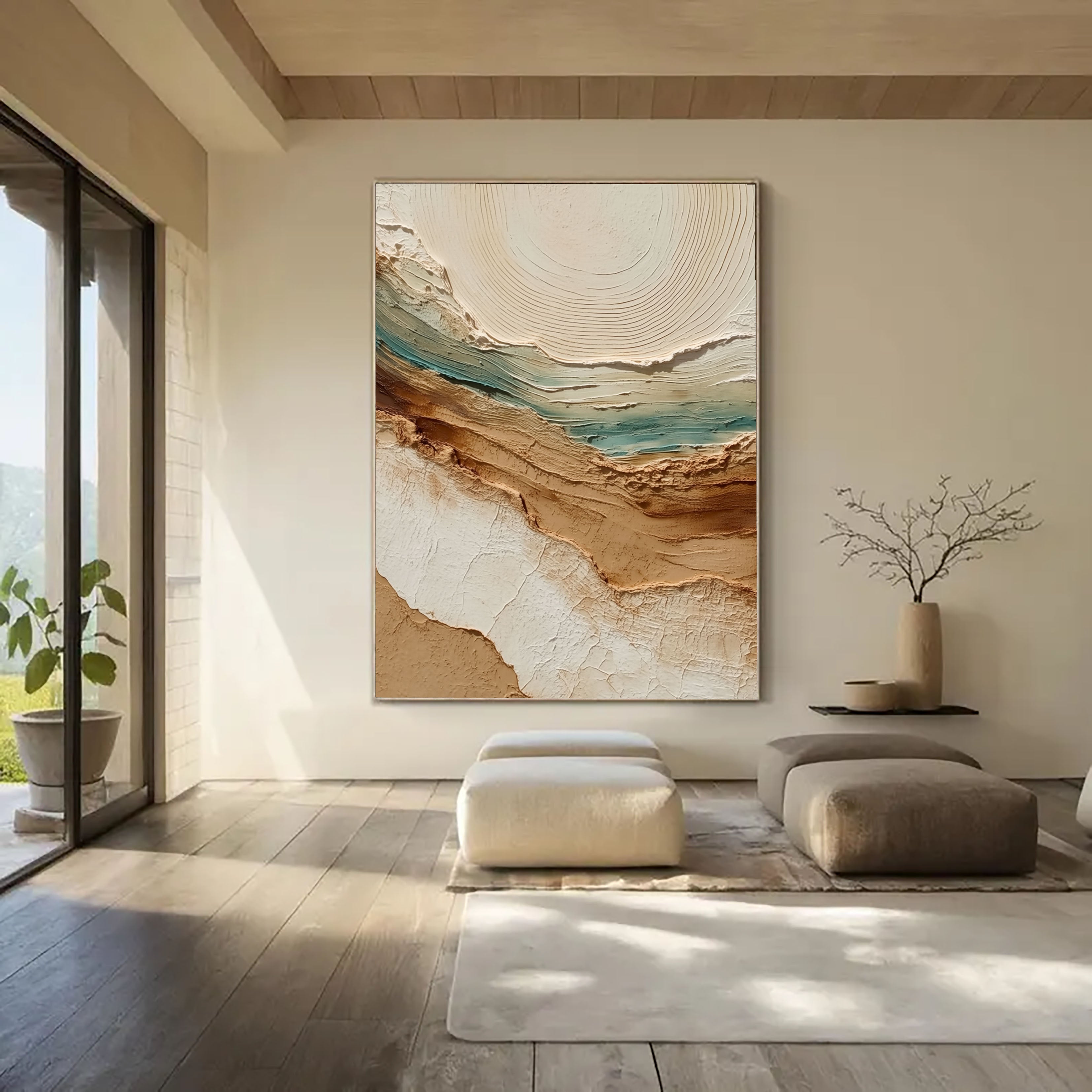 Textured Coastal Strata | Teal Beige
