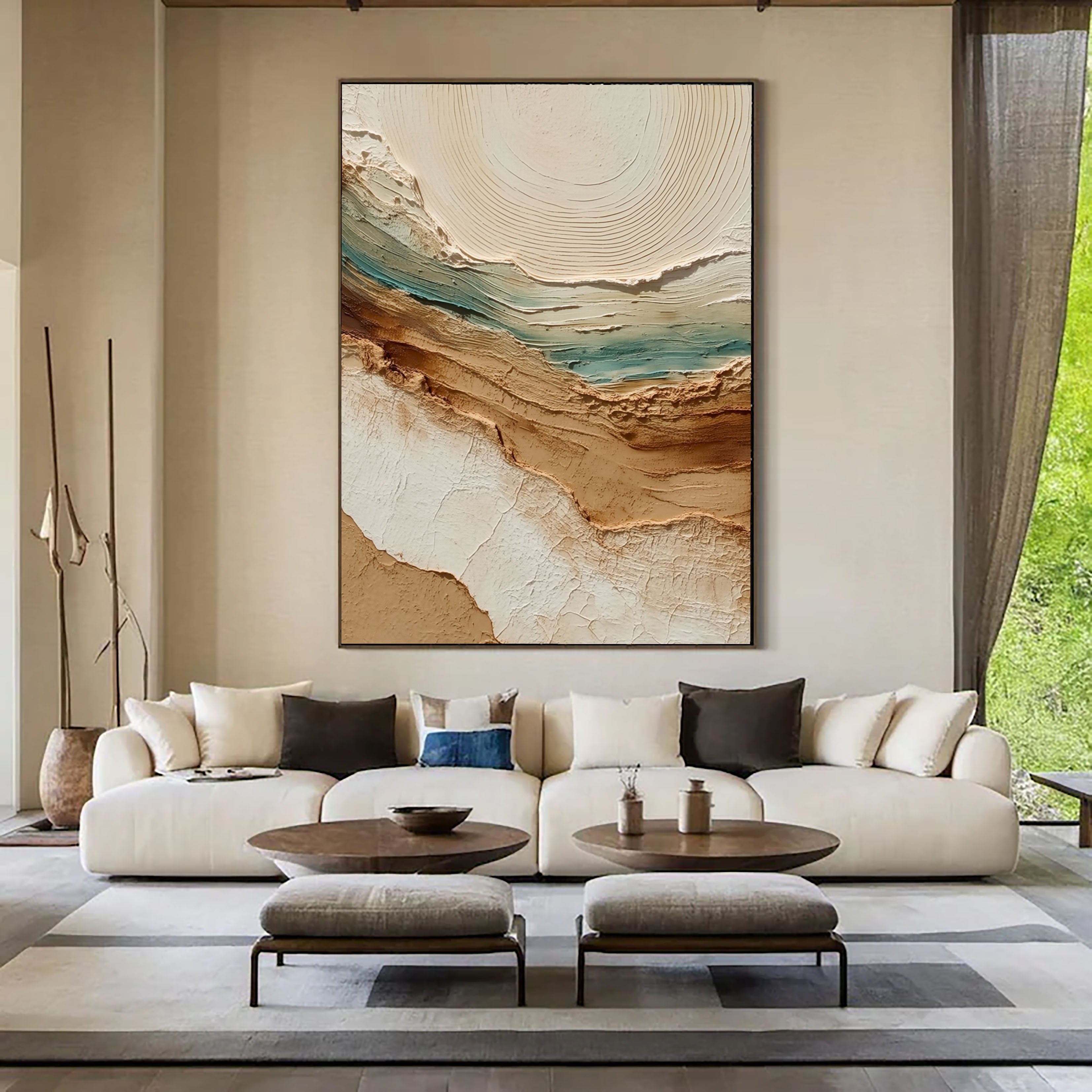Textured Coastal Strata | Teal Beige