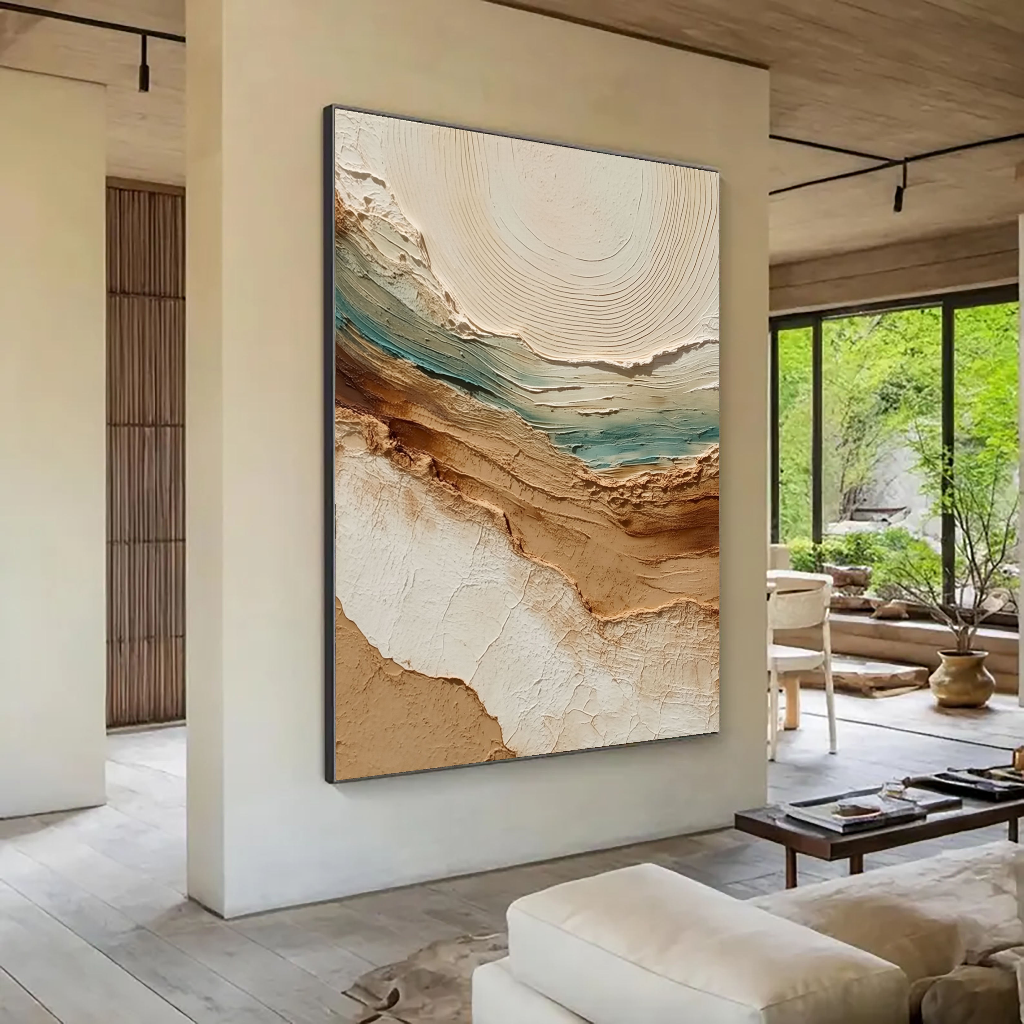 Textured Coastal Strata | Teal Beige