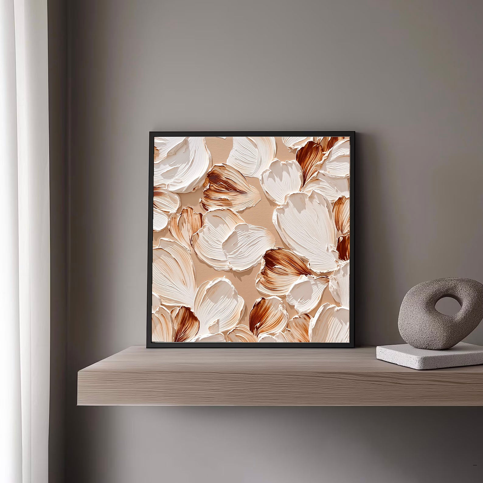 Textured Floral Petals | White Brown