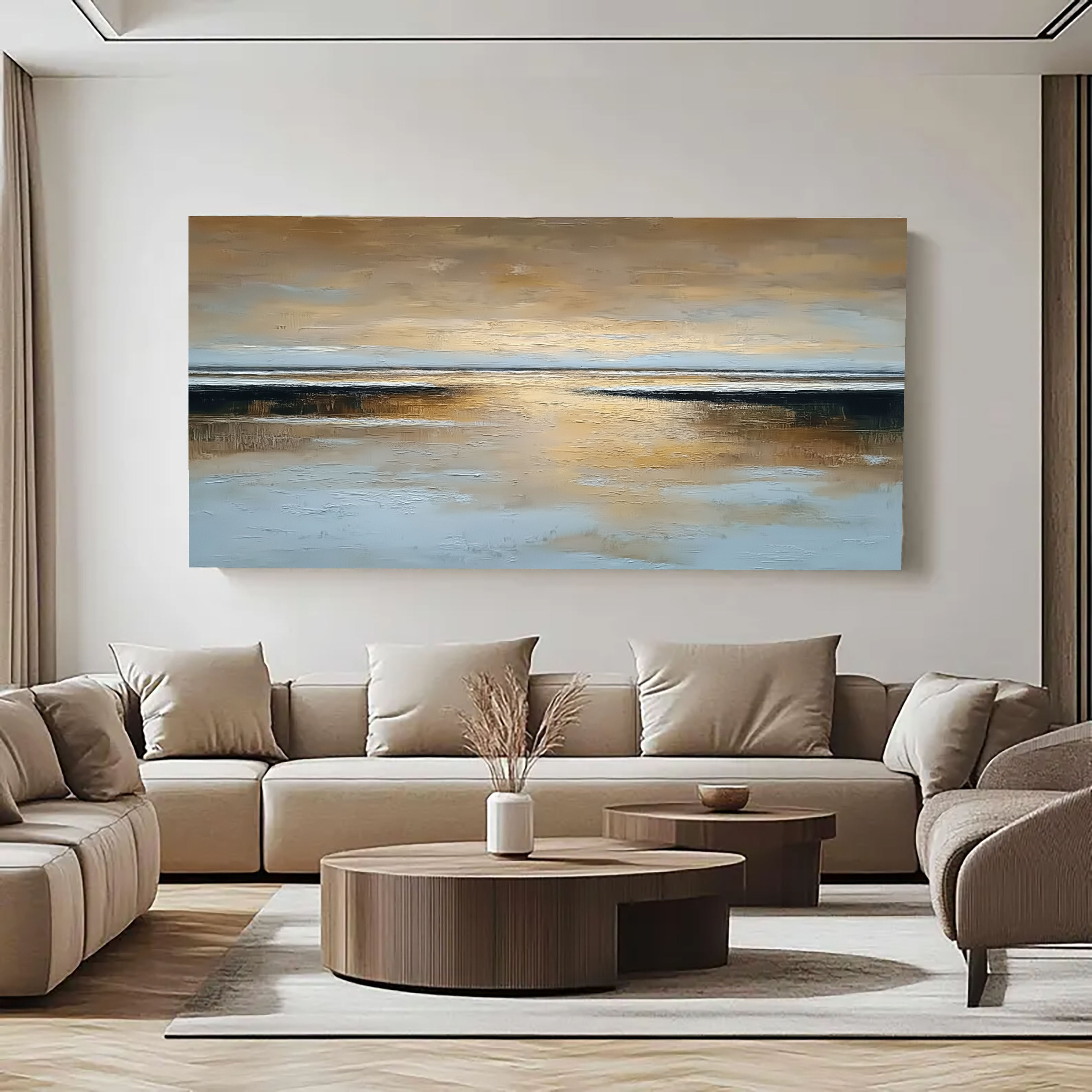 Textured Golden Horizon | Calm Waters