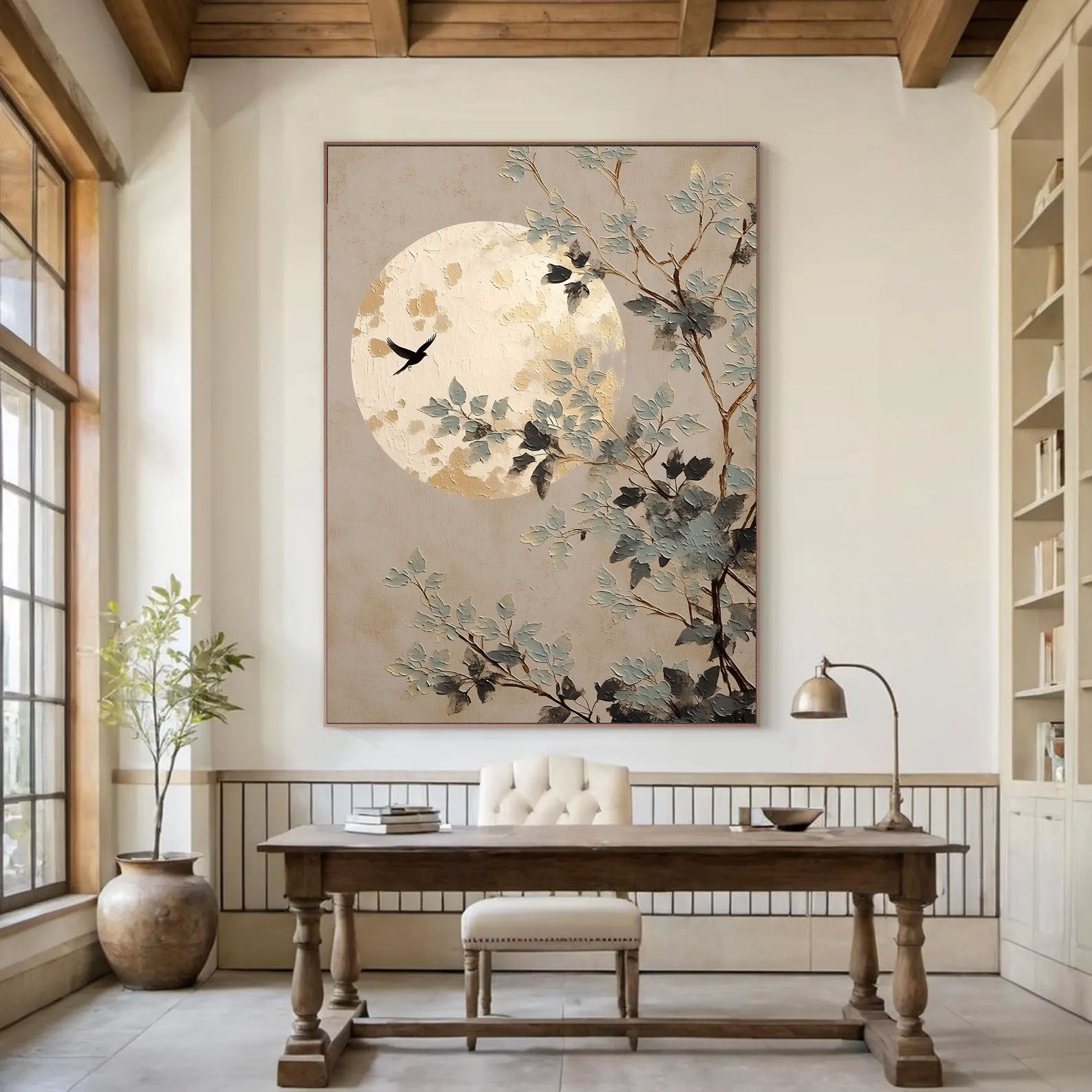 Textured Moonlit Branches | Ivory Gold
