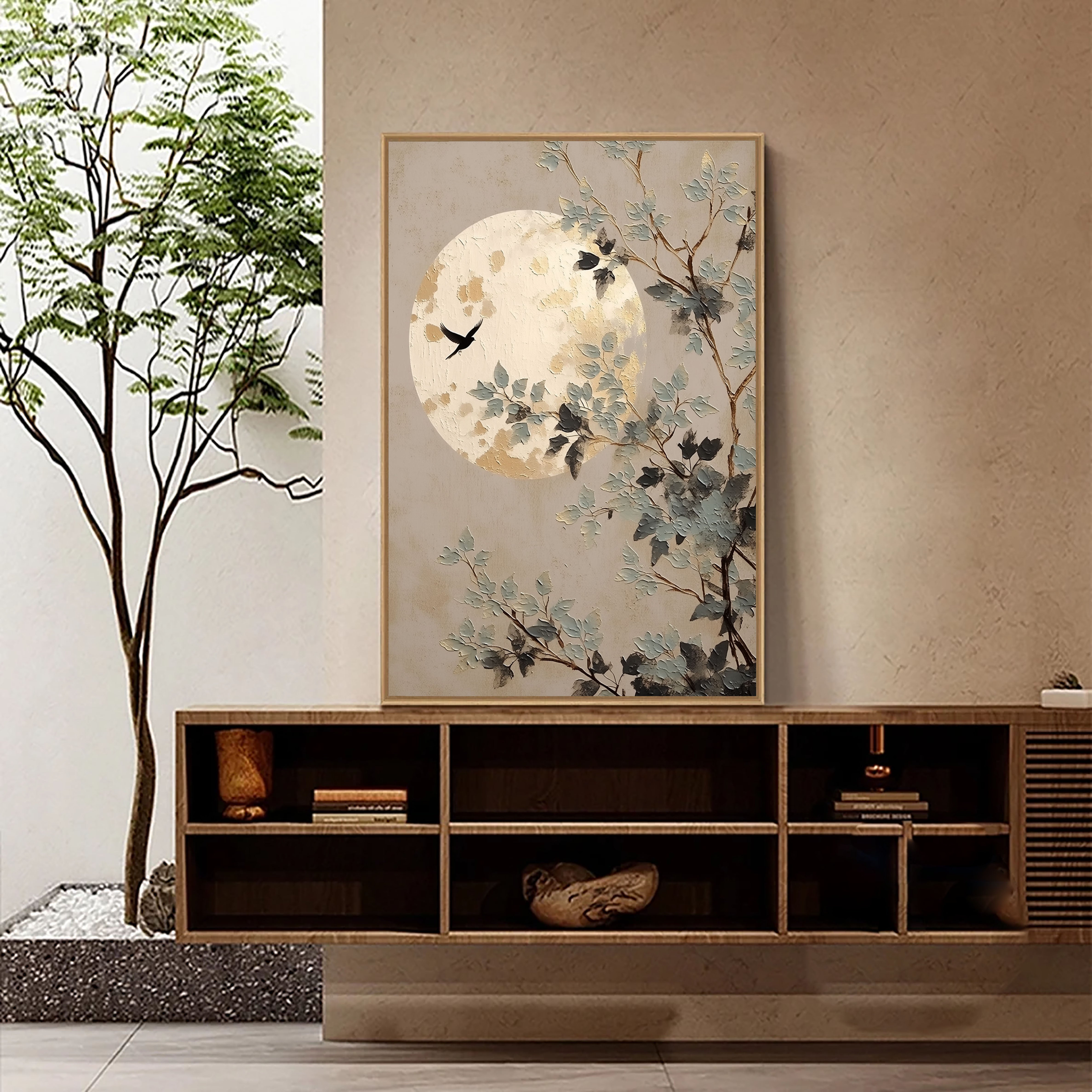 Textured Moonlit Branches | Ivory Gold