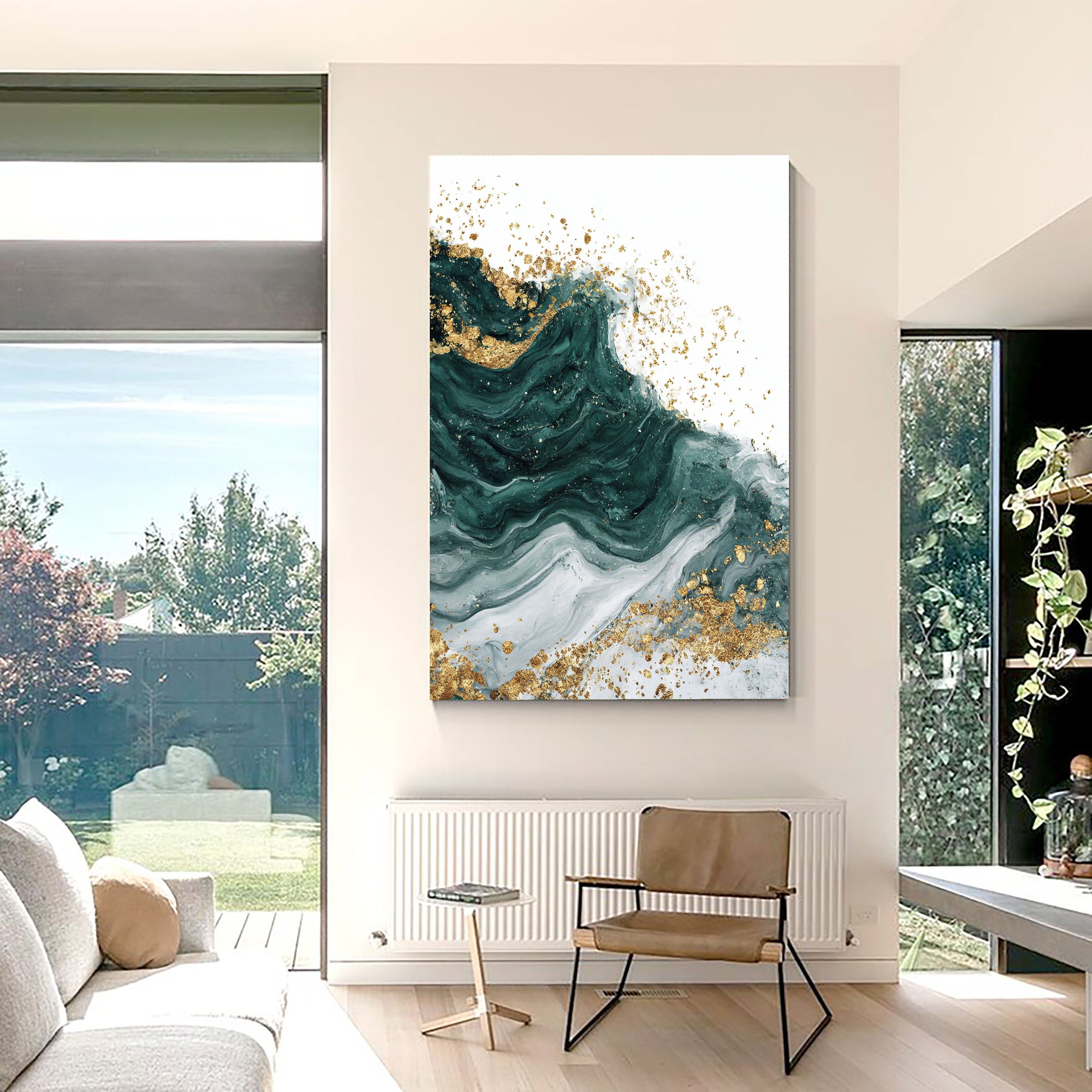 Textured Emerald Flow | Gilded Swirl