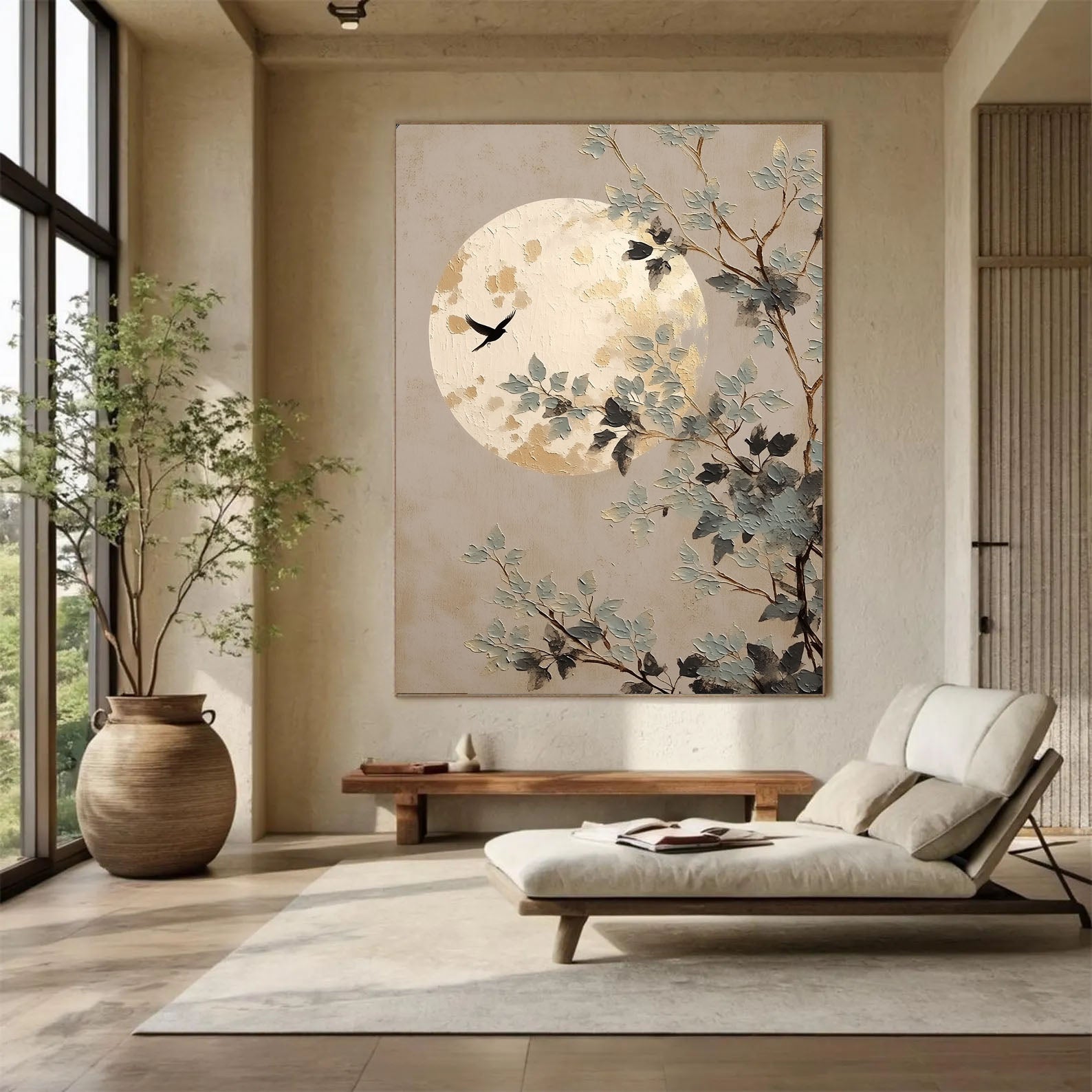 Textured Moonlit Branches | Ivory Gold