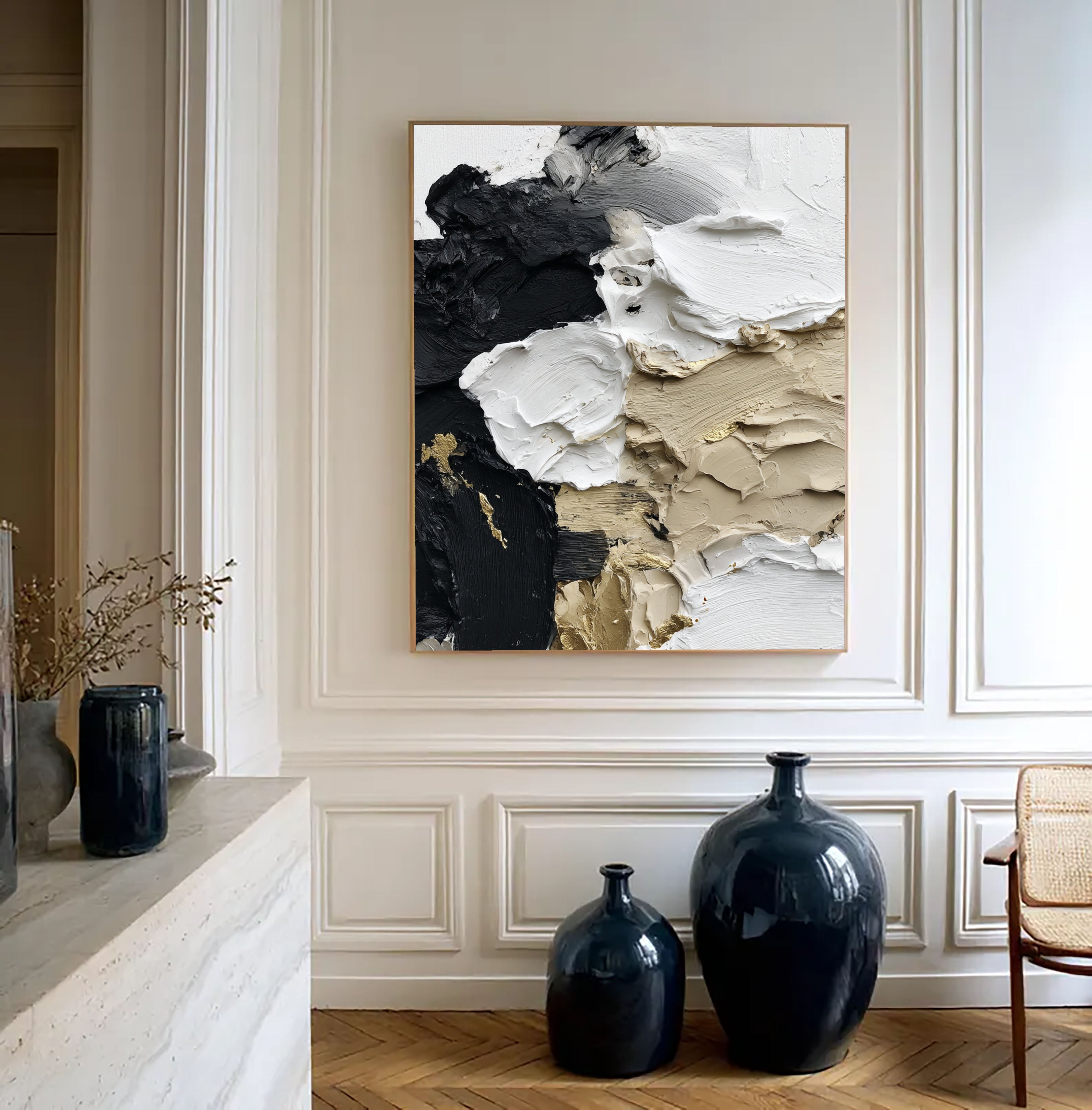 Textured Impasto Contrast | Gilded Neutrals