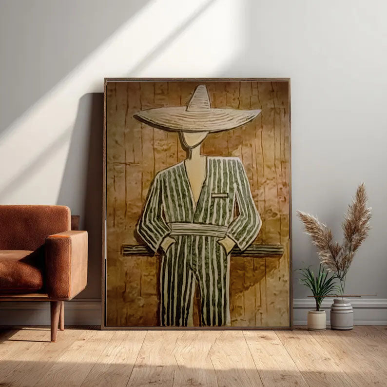 Textured Folk Opulence | Striped Sombrero