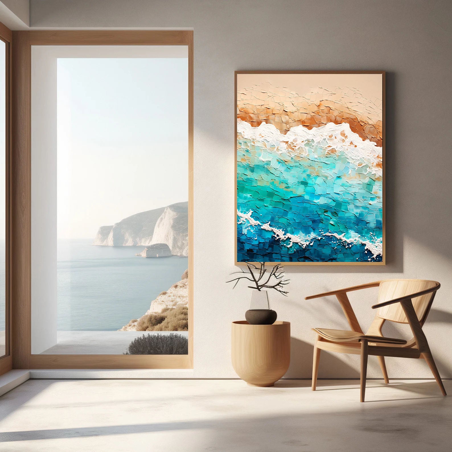 Textured Coastal Waves | Teal Sand