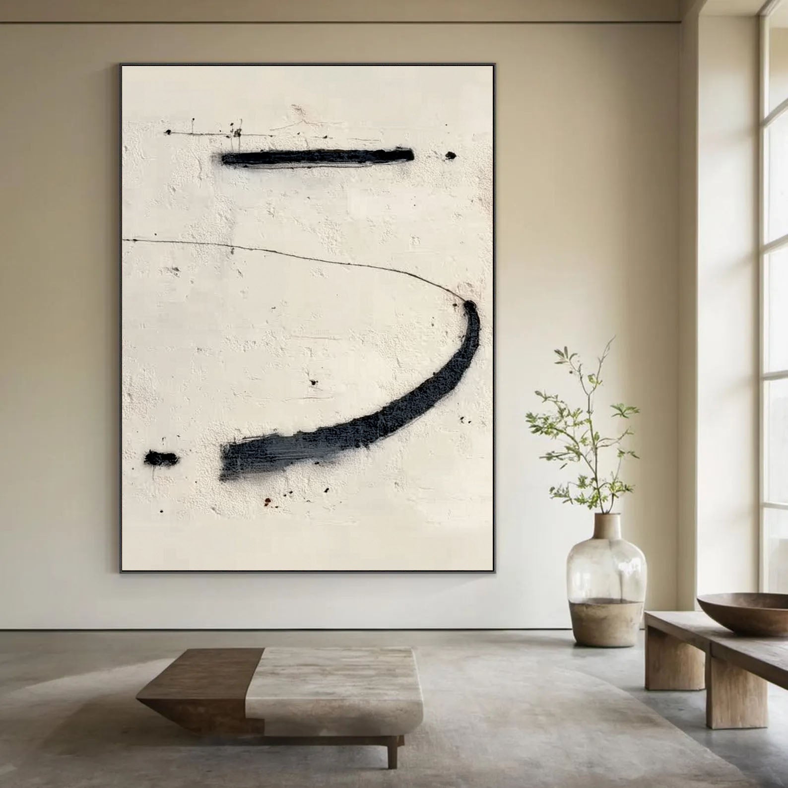 Minimalist Brushstroke Study | Black White