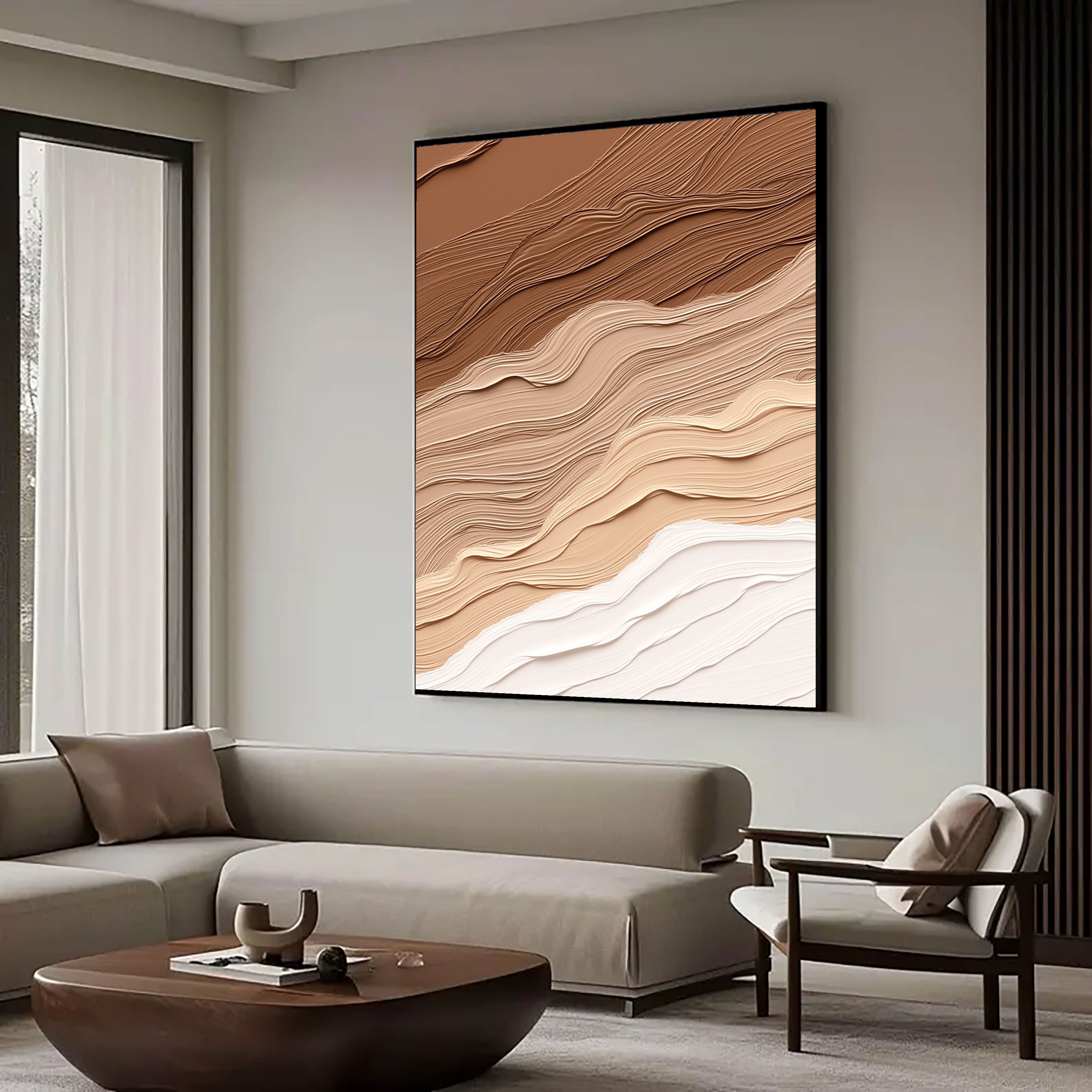Textured Earthy Waves | Brown Beige
