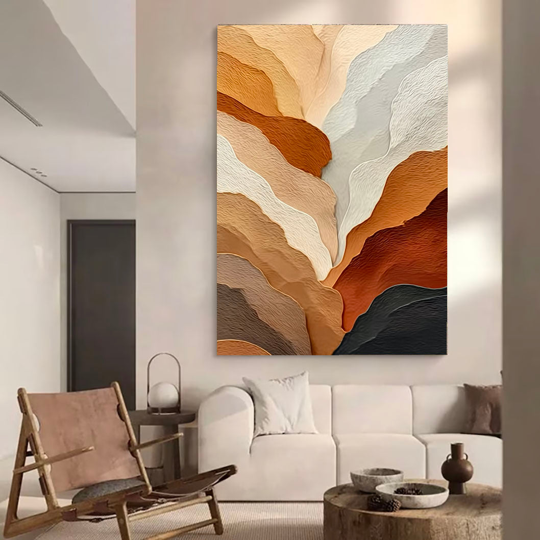 Textured Earth Tone Waves | Abstract Flow