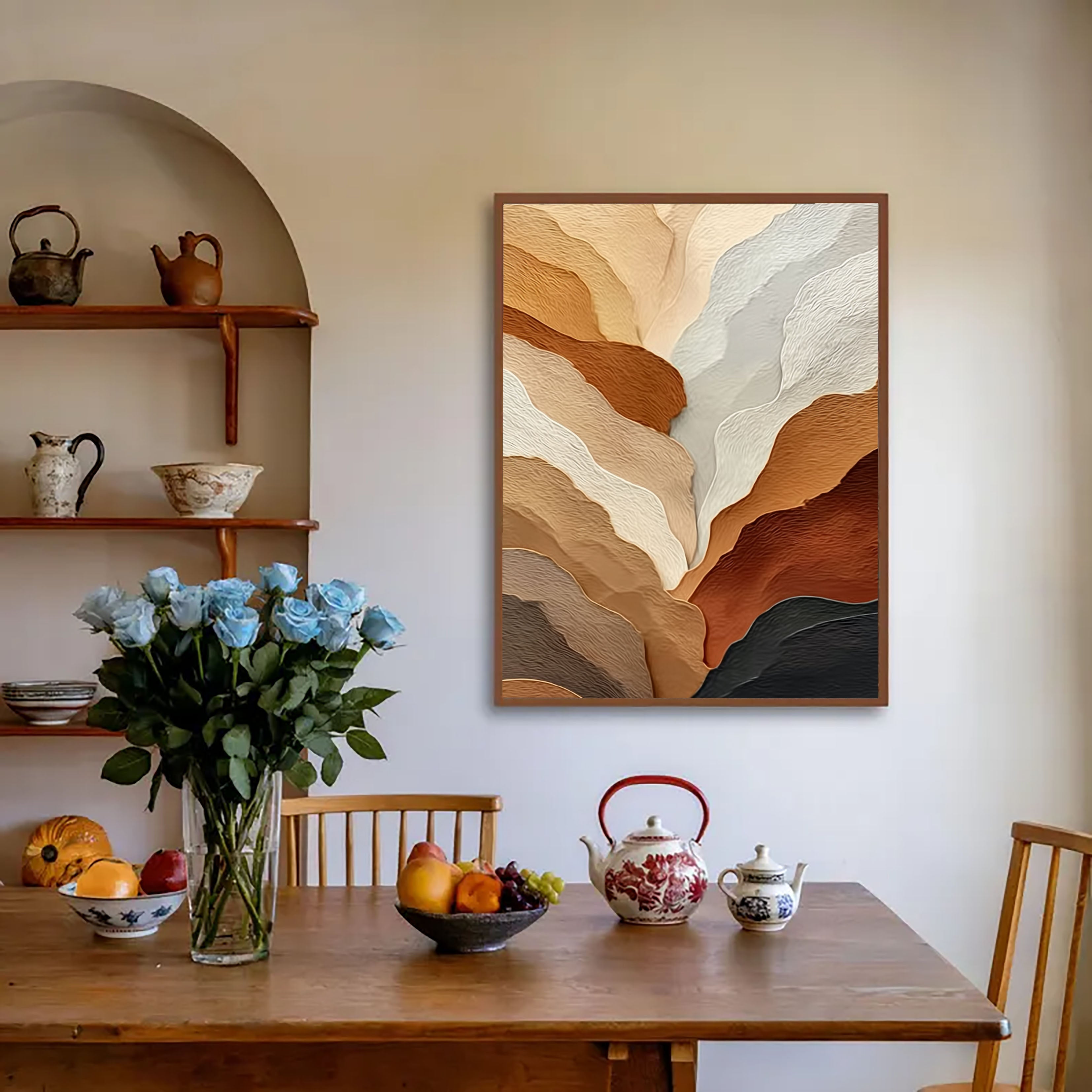 Textured Earth Tone Waves | Abstract Flow