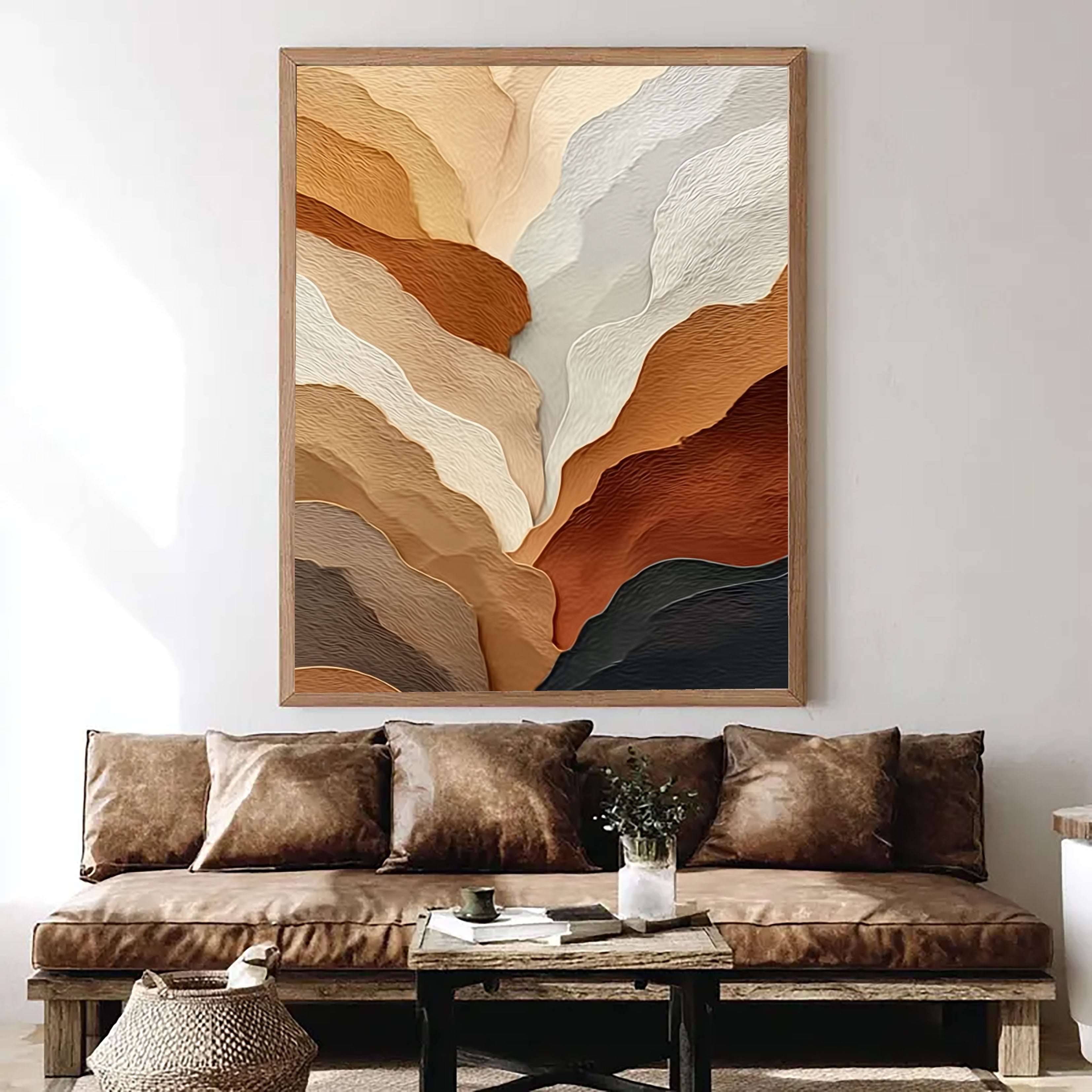 Textured Earth Tone Waves | Abstract Flow