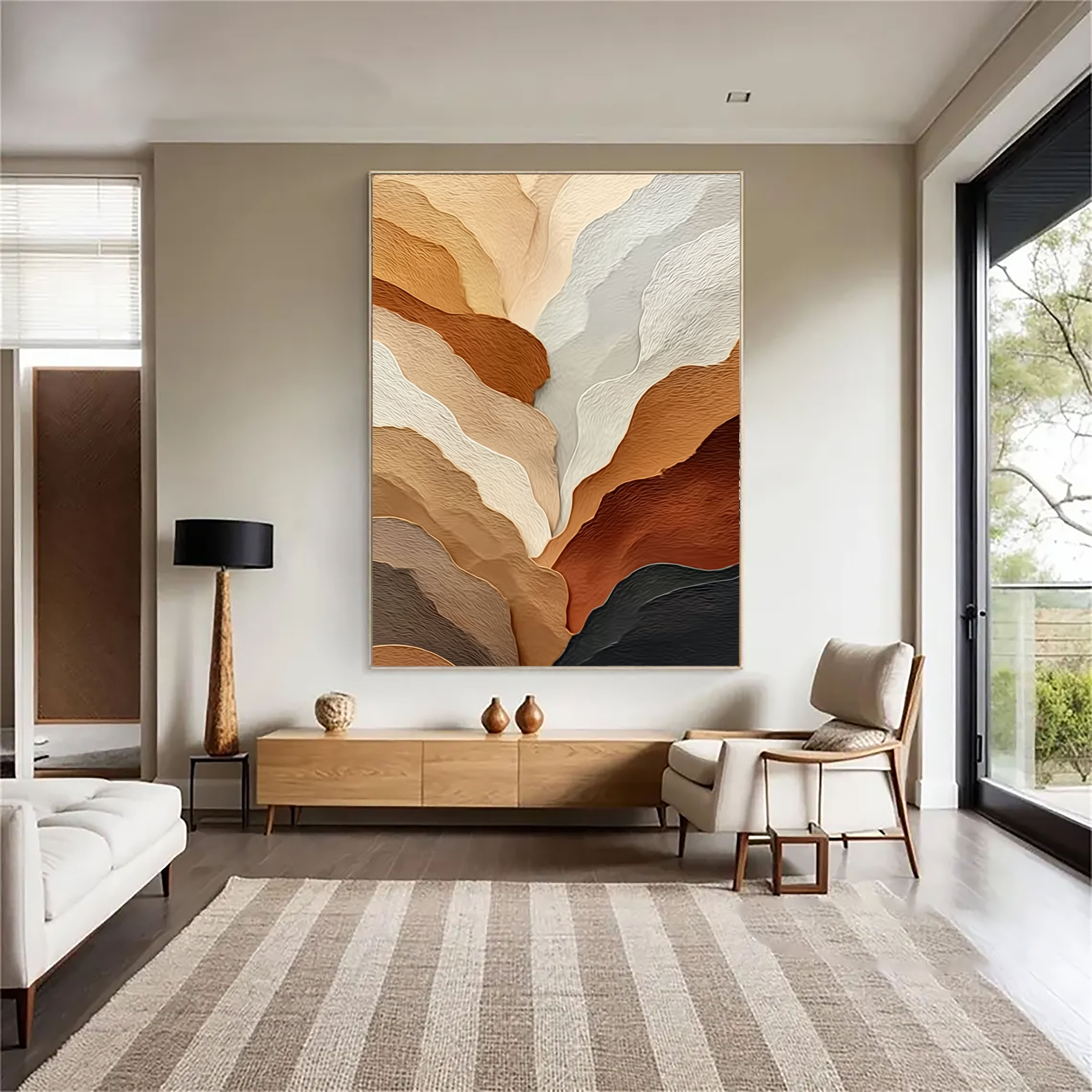 Textured Earth Tone Waves | Abstract Flow