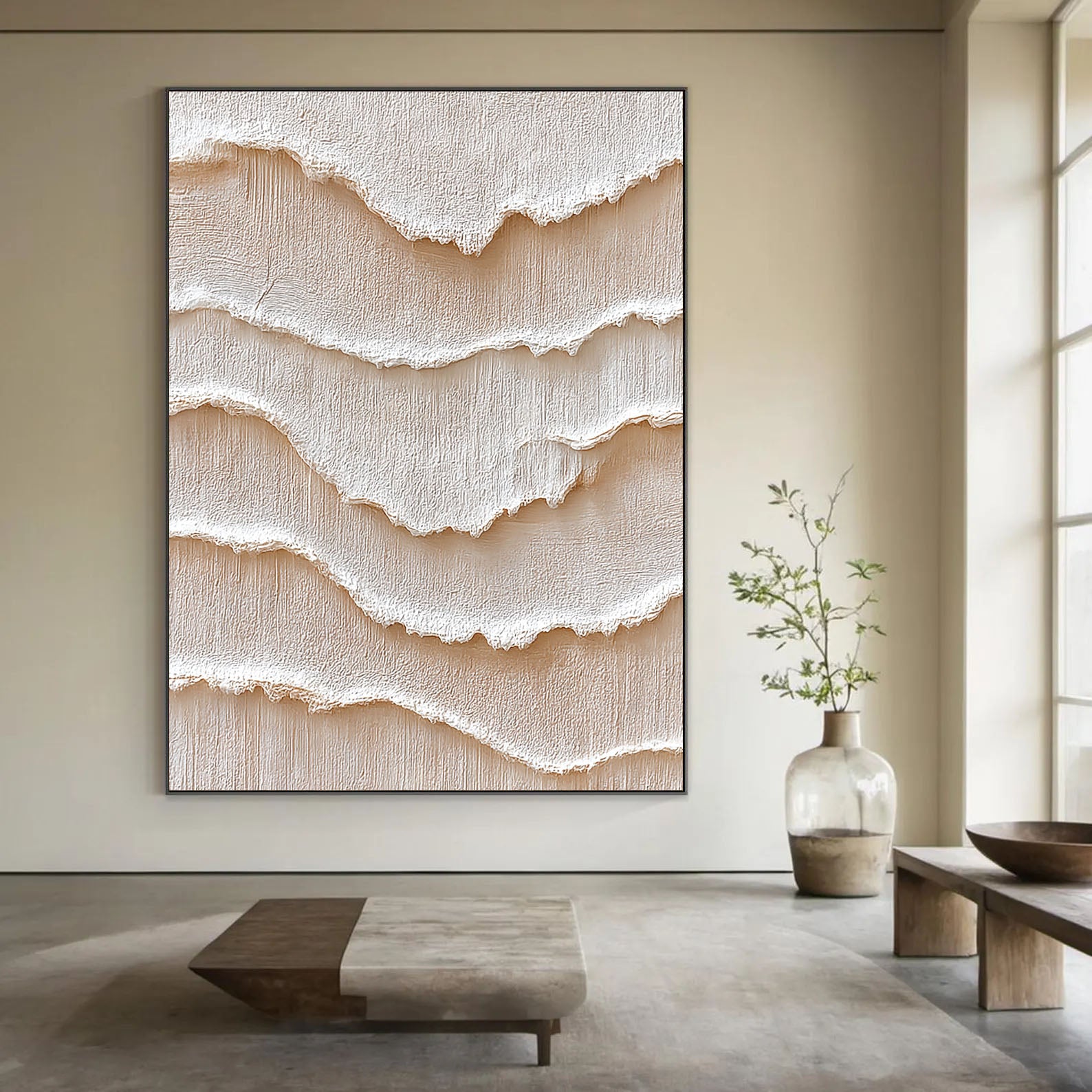 Textured Cymatic Opulence | Beige Undulations
