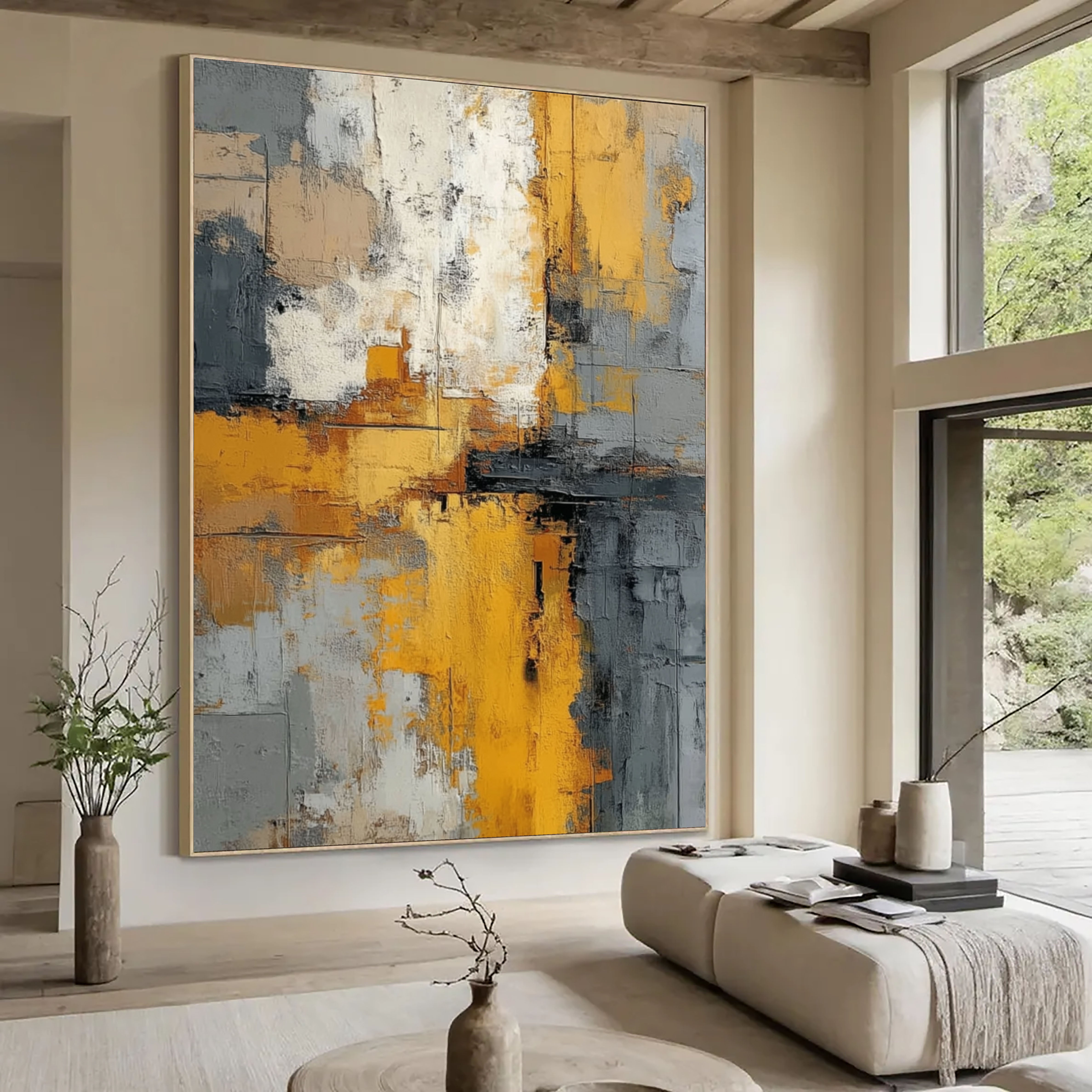 Bold Textured Abstract | Golden Grey