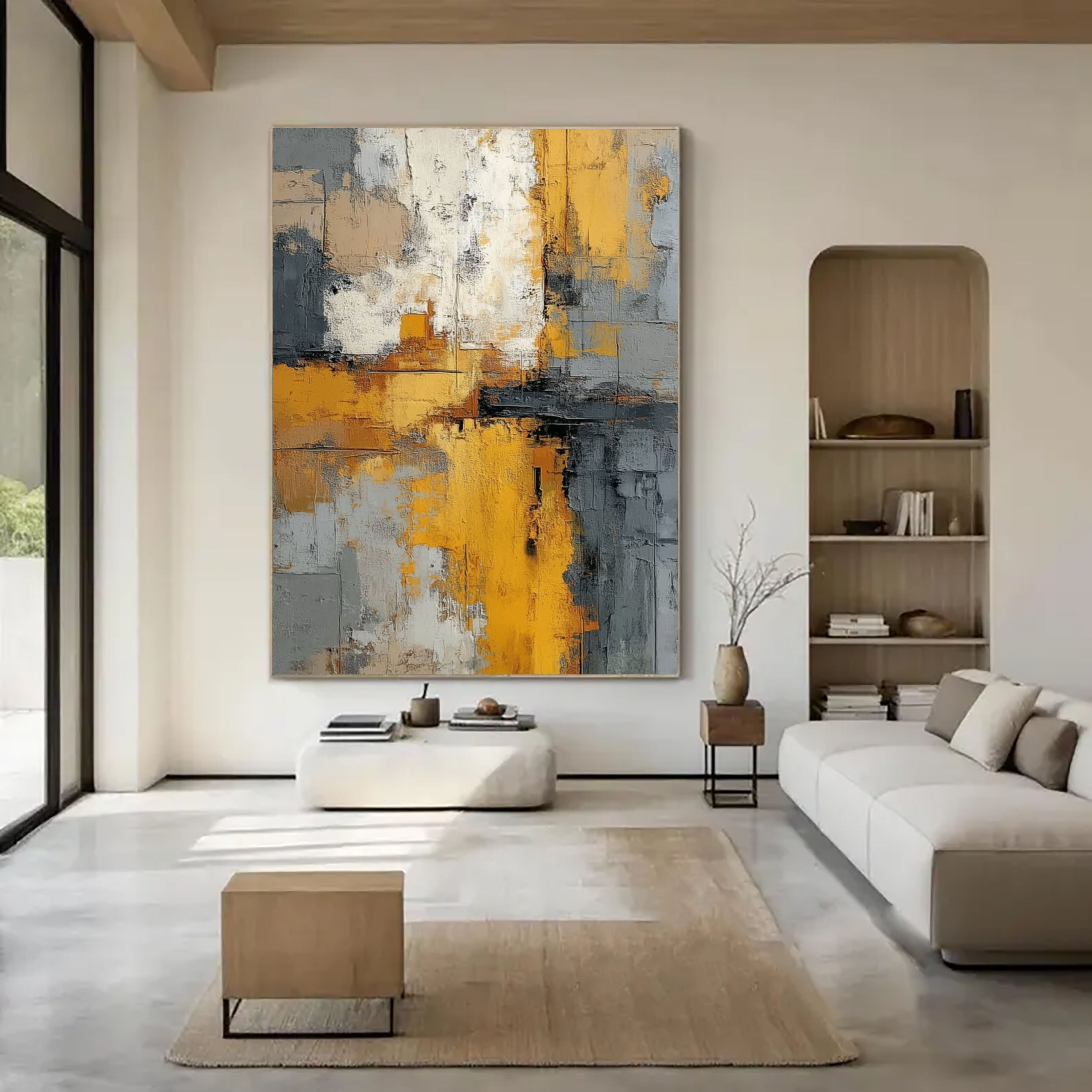 Bold Textured Abstract | Golden Grey