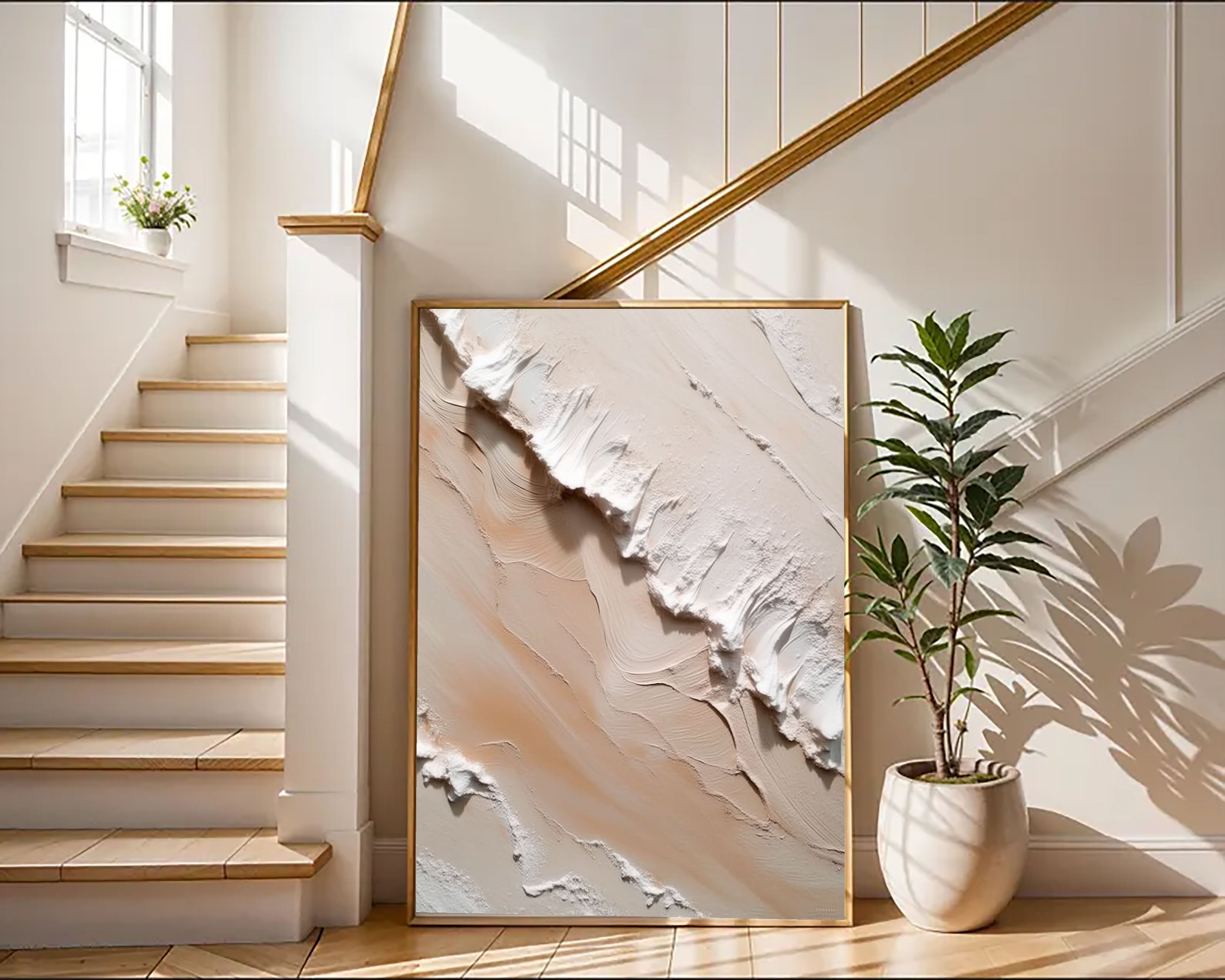 Textured Dune Strata | Peach White