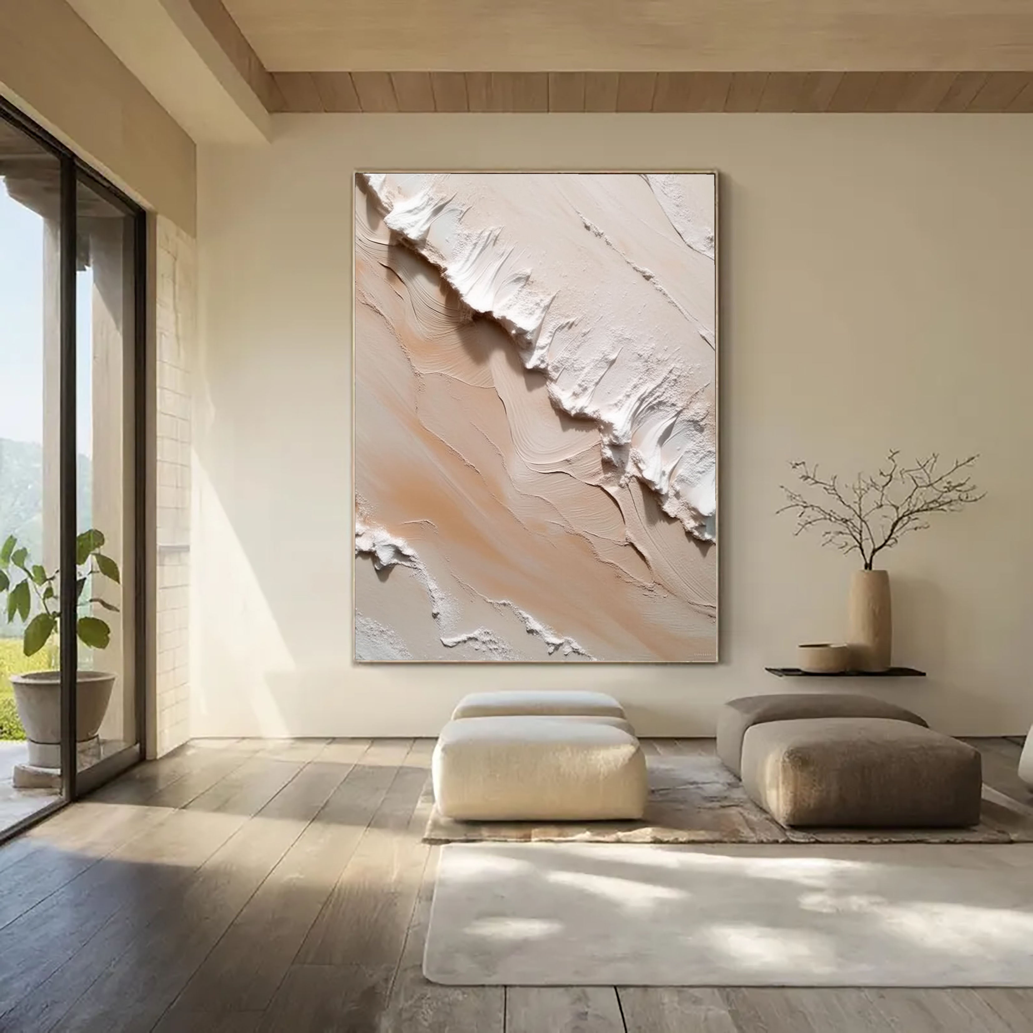Textured Dune Strata | Peach White