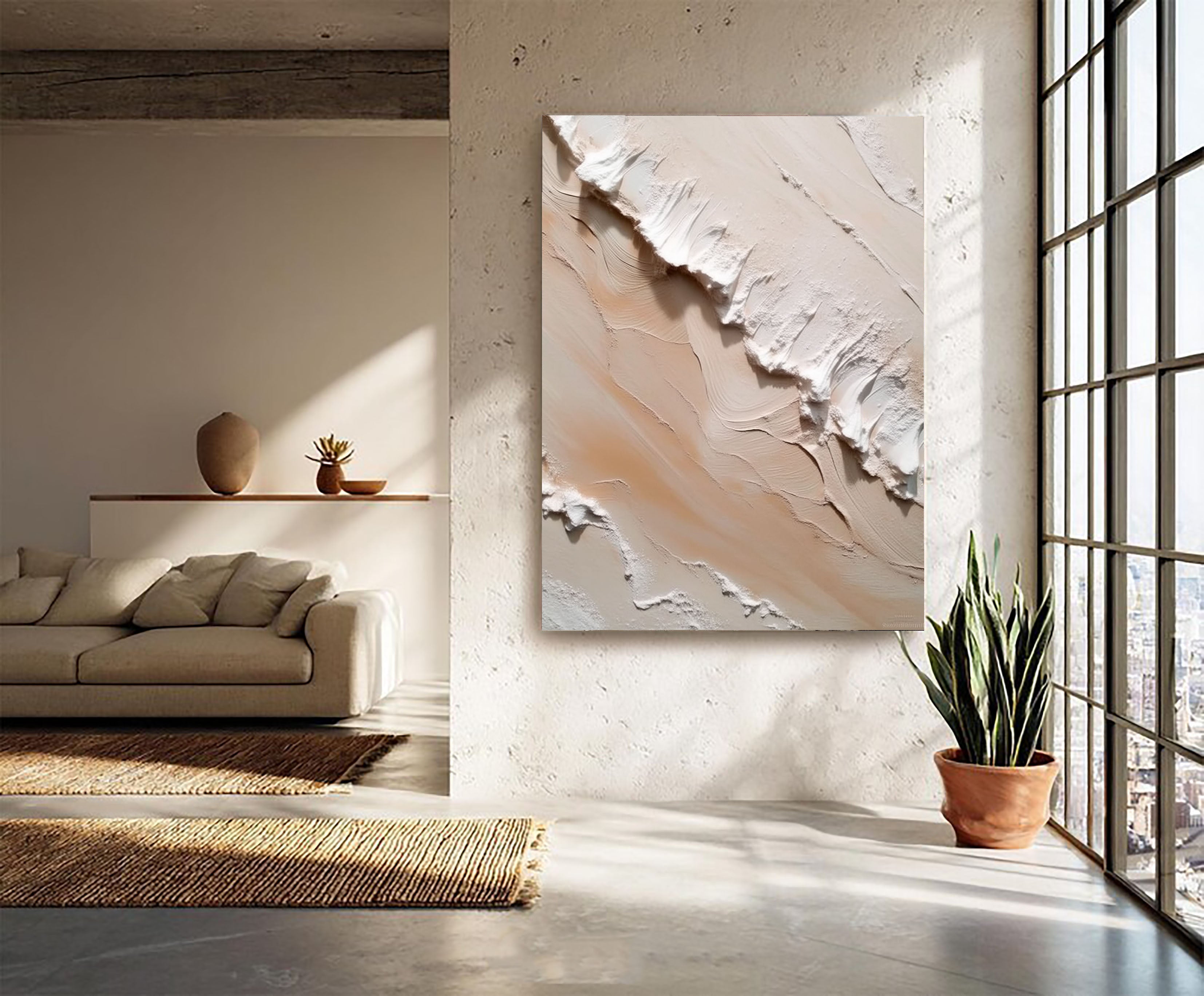 Textured Dune Strata | Peach White