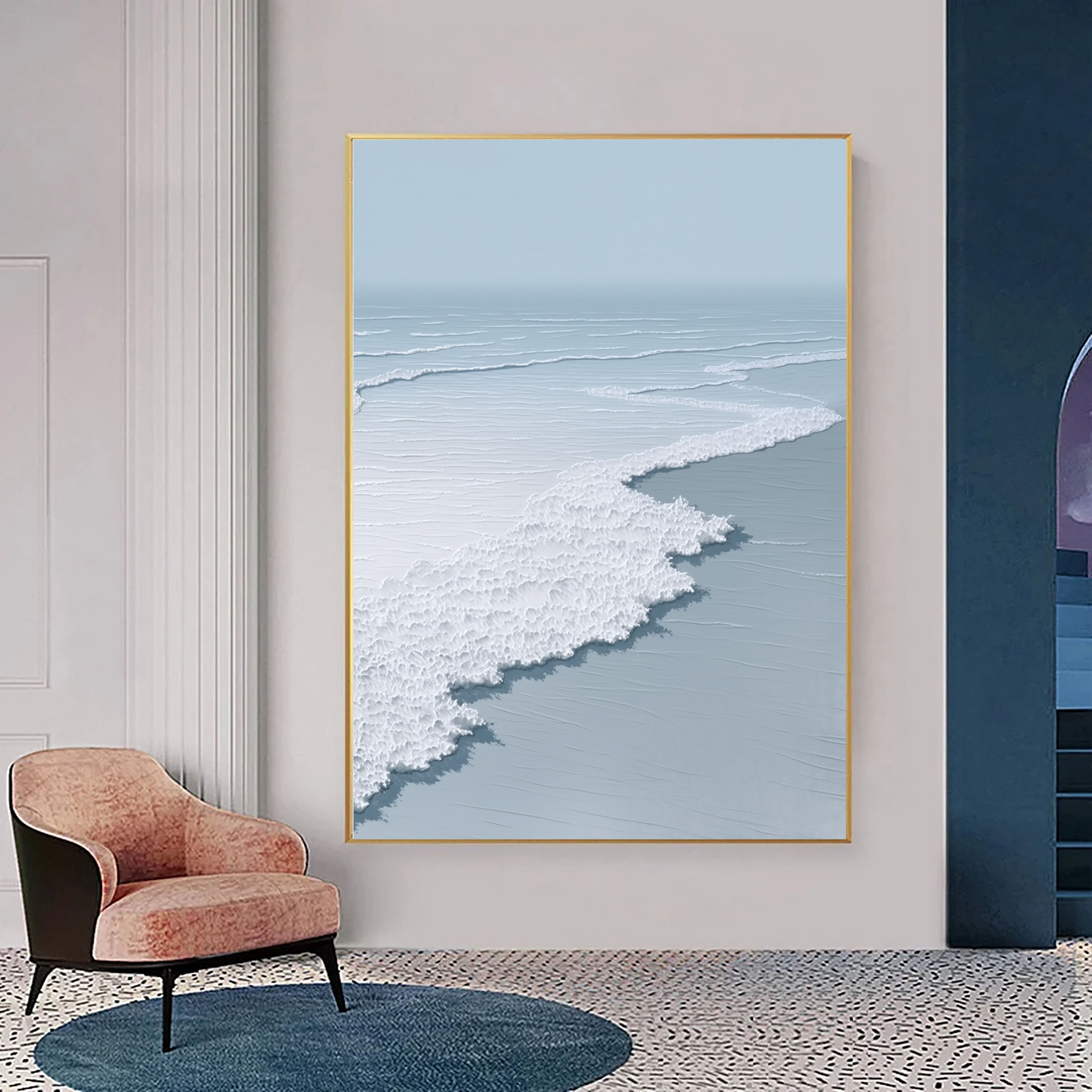 Textured Ocean Waves | Blue White