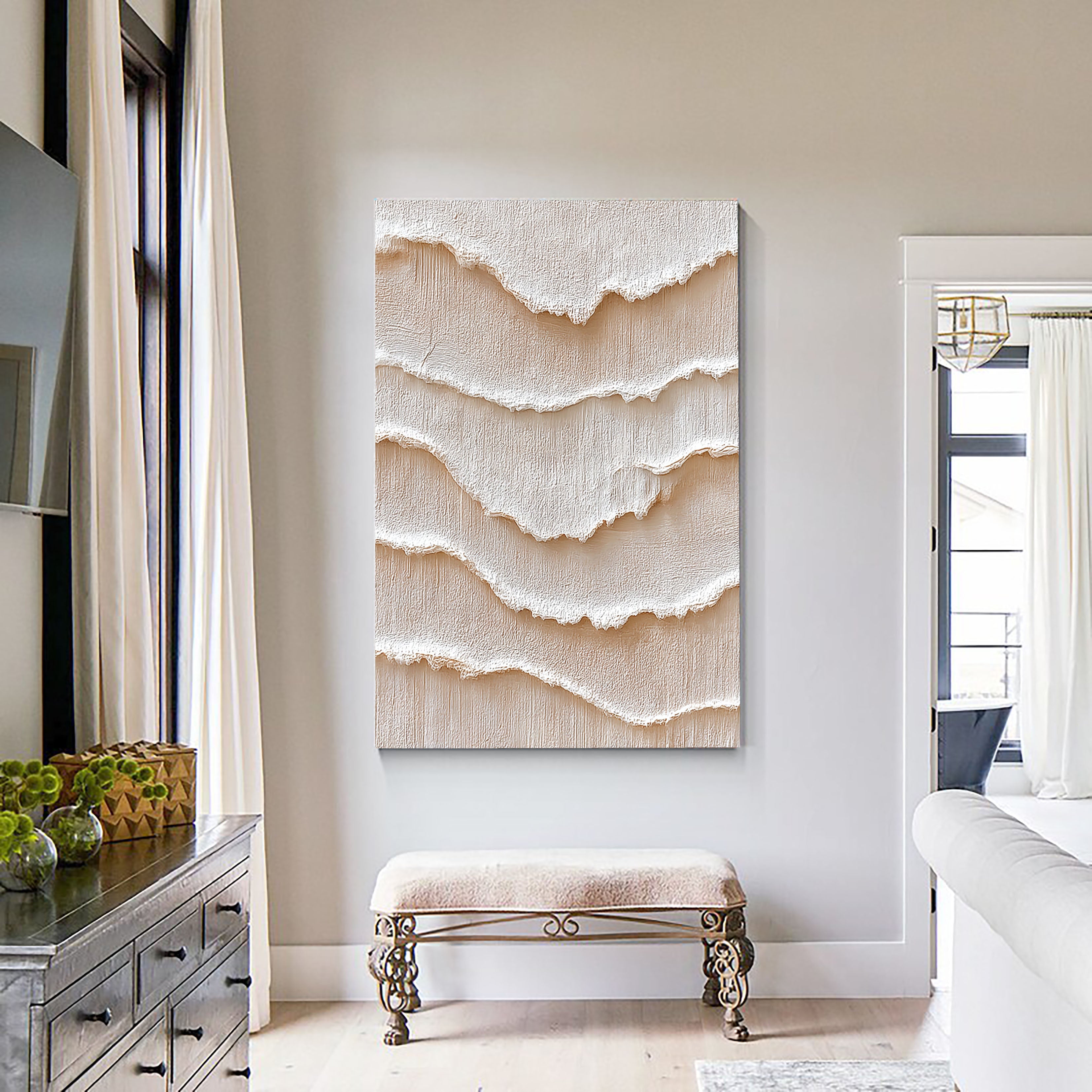 Textured Cymatic Opulence | Beige Undulations