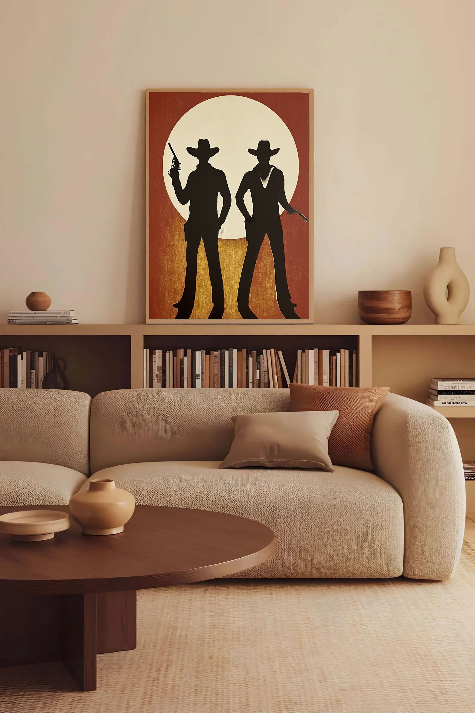 Textured Cowboy Silhouette | Sunset Glow