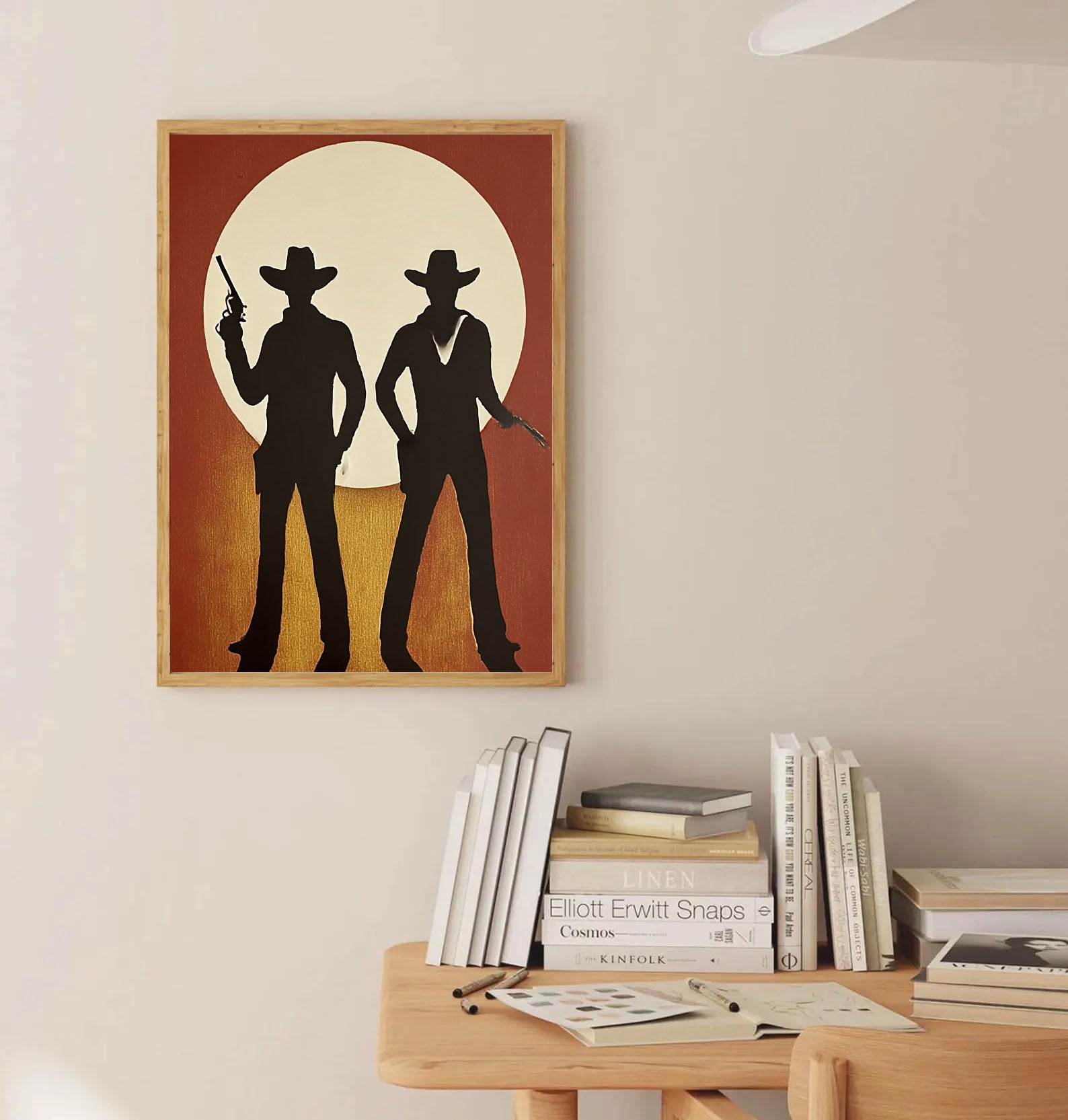 Textured Cowboy Silhouette | Sunset Glow