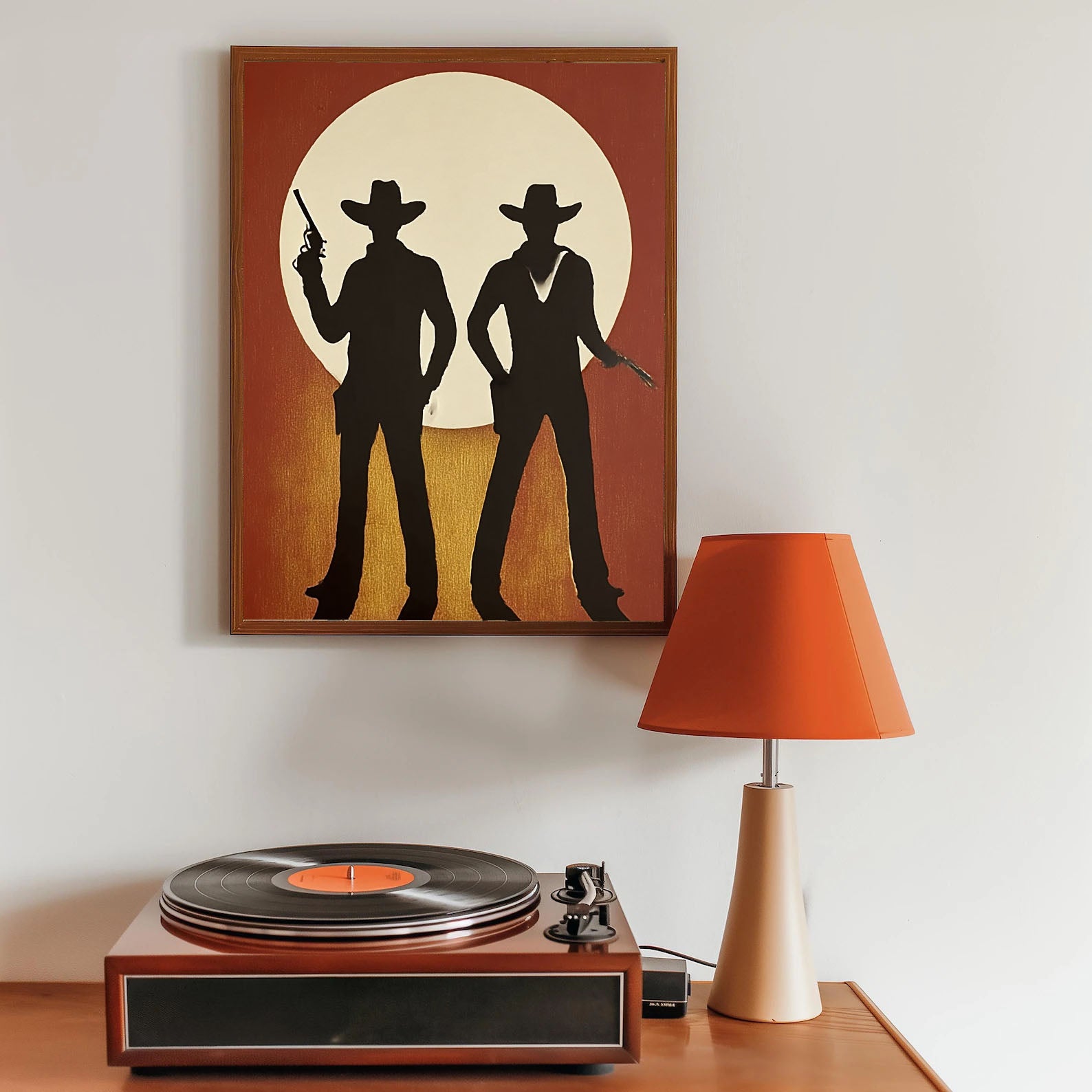 Textured Cowboy Silhouette | Sunset Glow