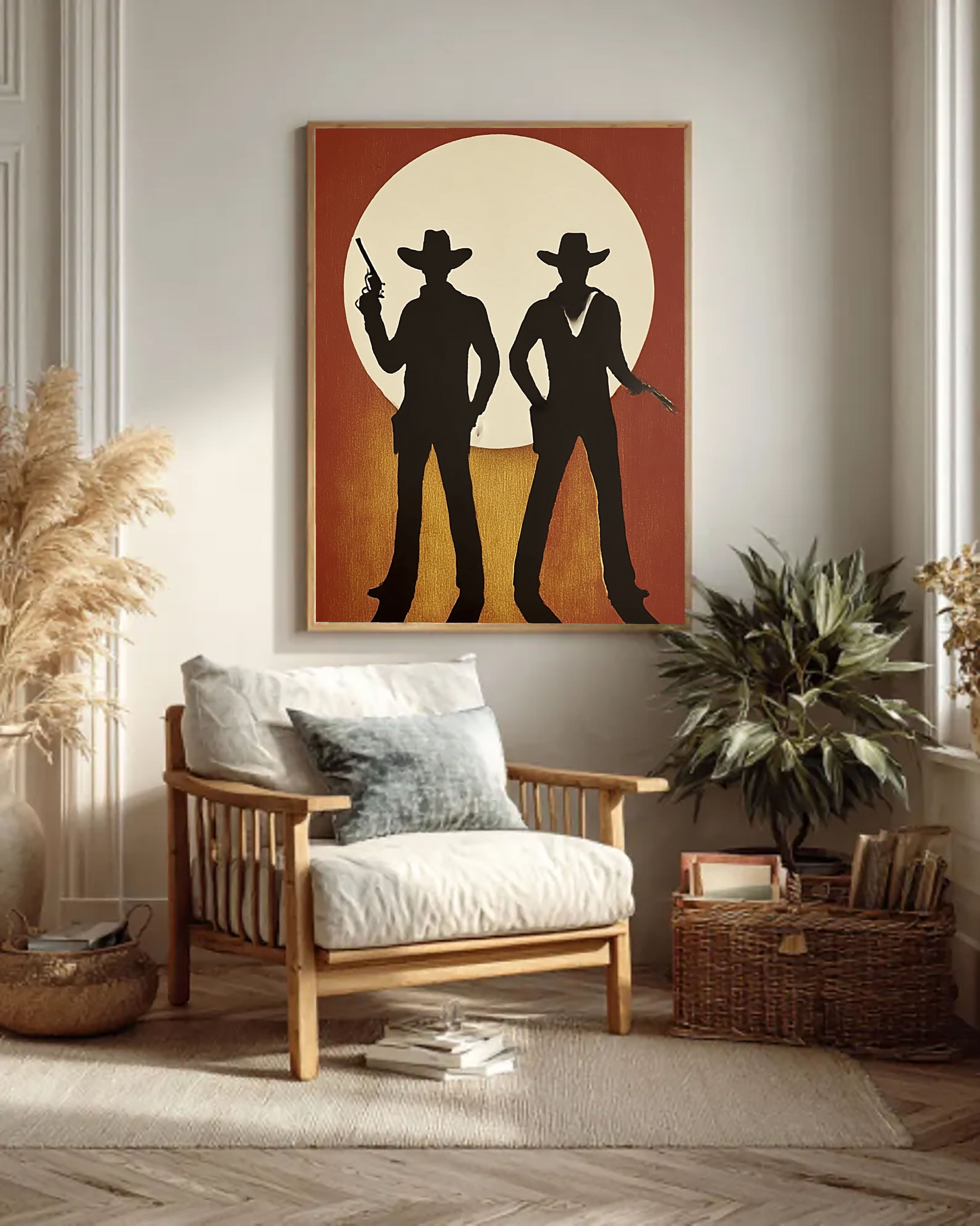 Textured Cowboy Silhouette | Sunset Glow