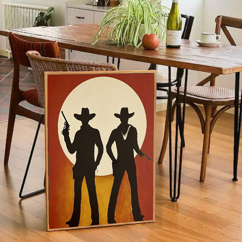 Textured Cowboy Silhouette | Sunset Glow