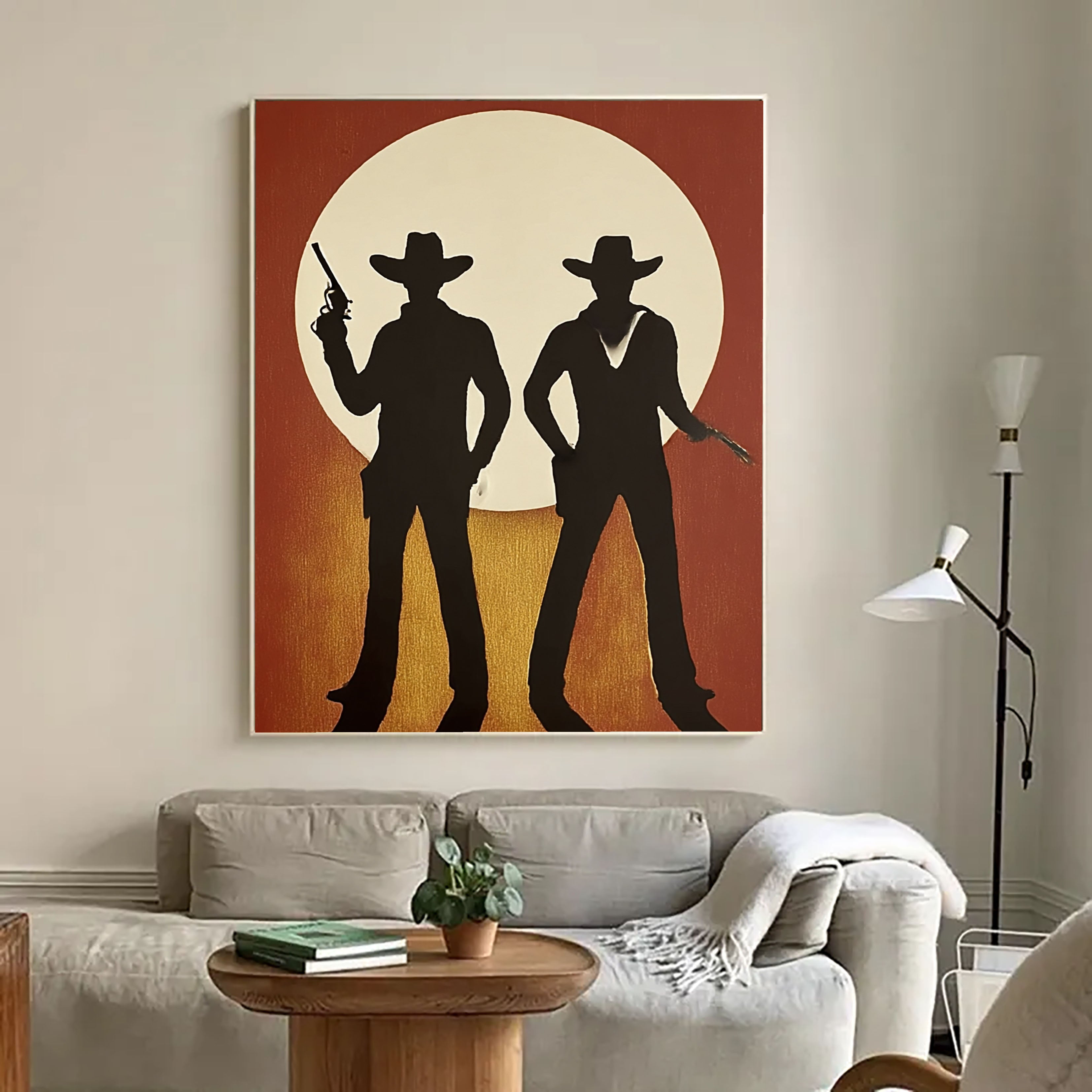 Textured Cowboy Silhouette | Sunset Glow