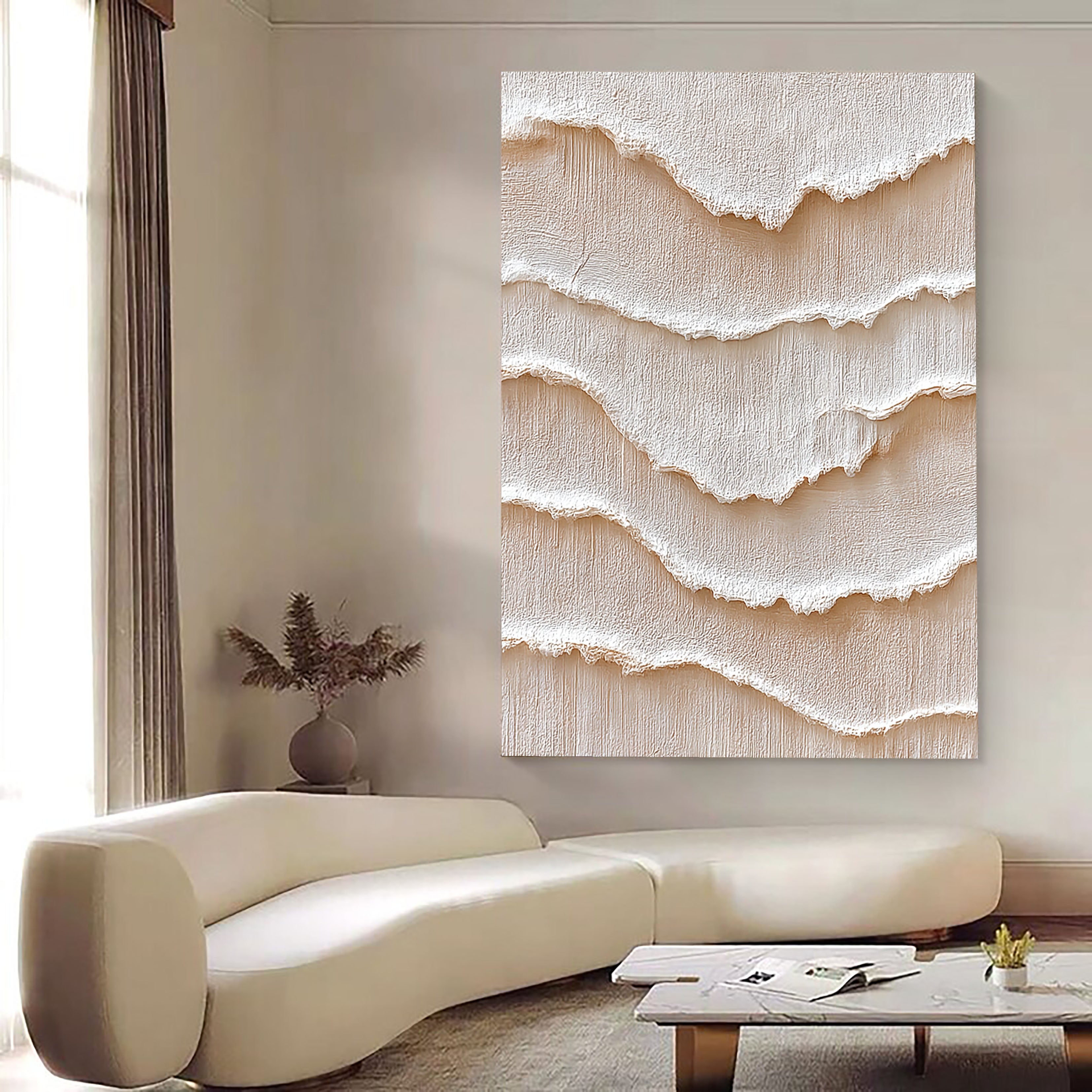 Textured Cymatic Opulence | Beige Undulations