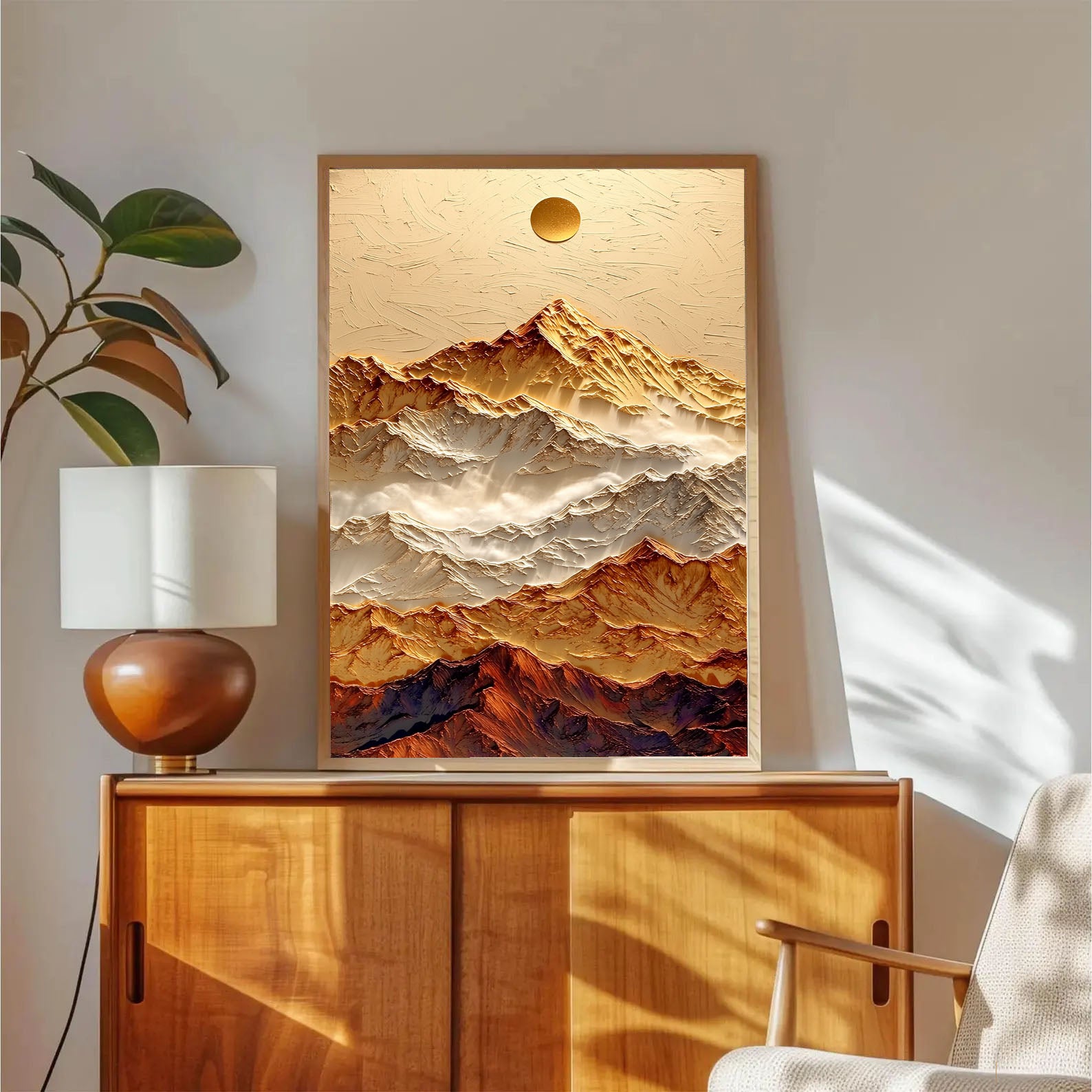 Textured Mountain Peaks | Gold White