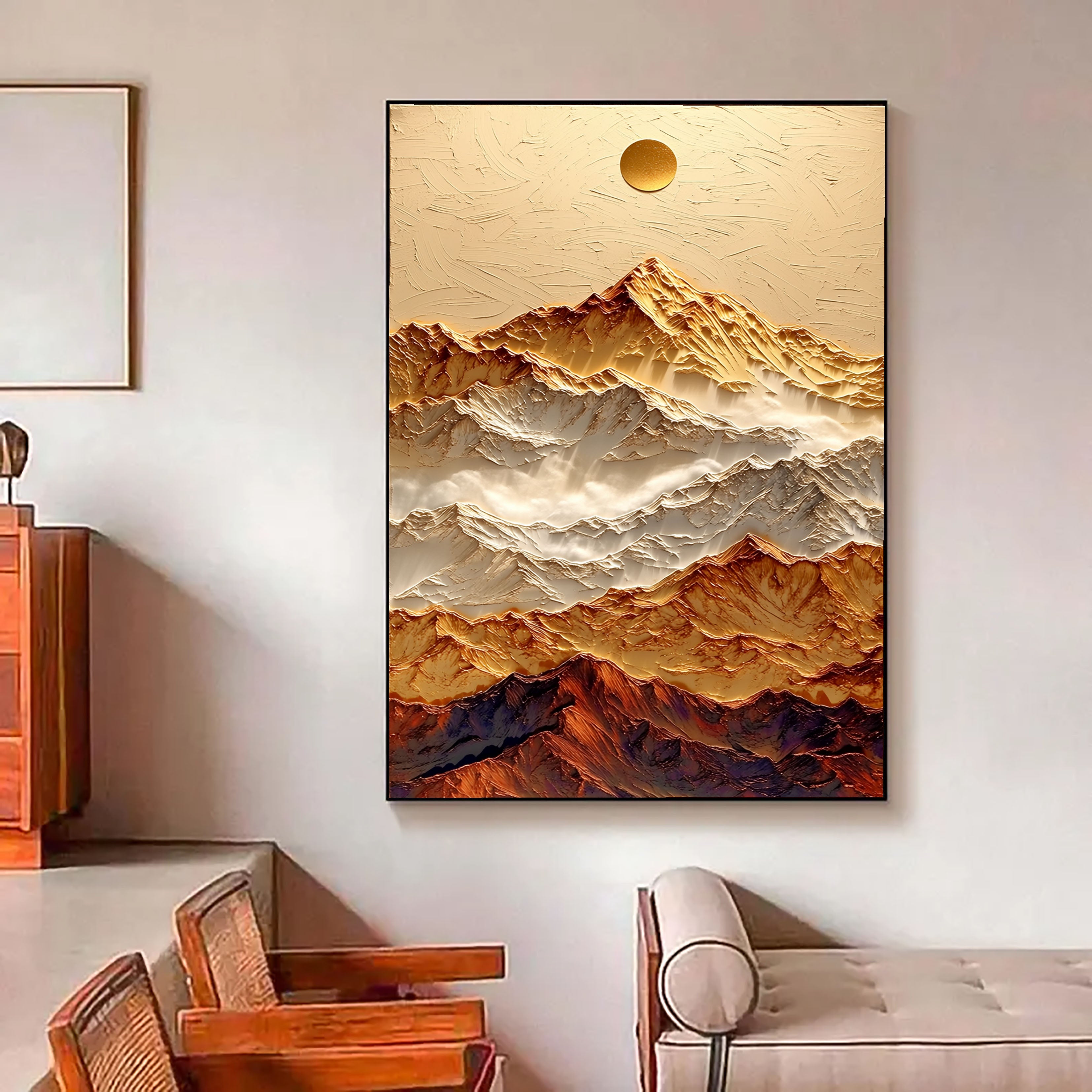 Textured Mountain Peaks | Gold White