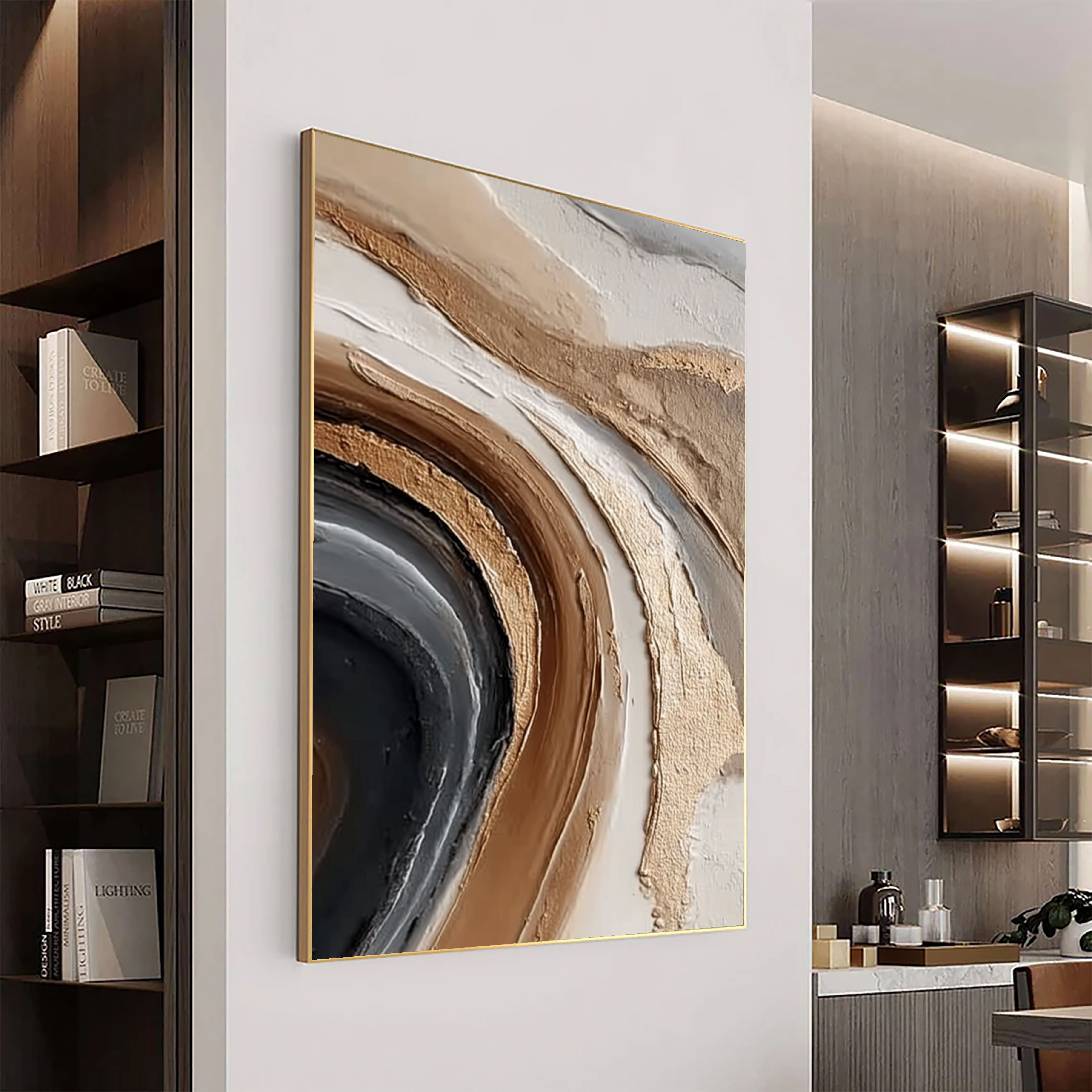 Textured Earth Tone Swirl | Gold Accent
