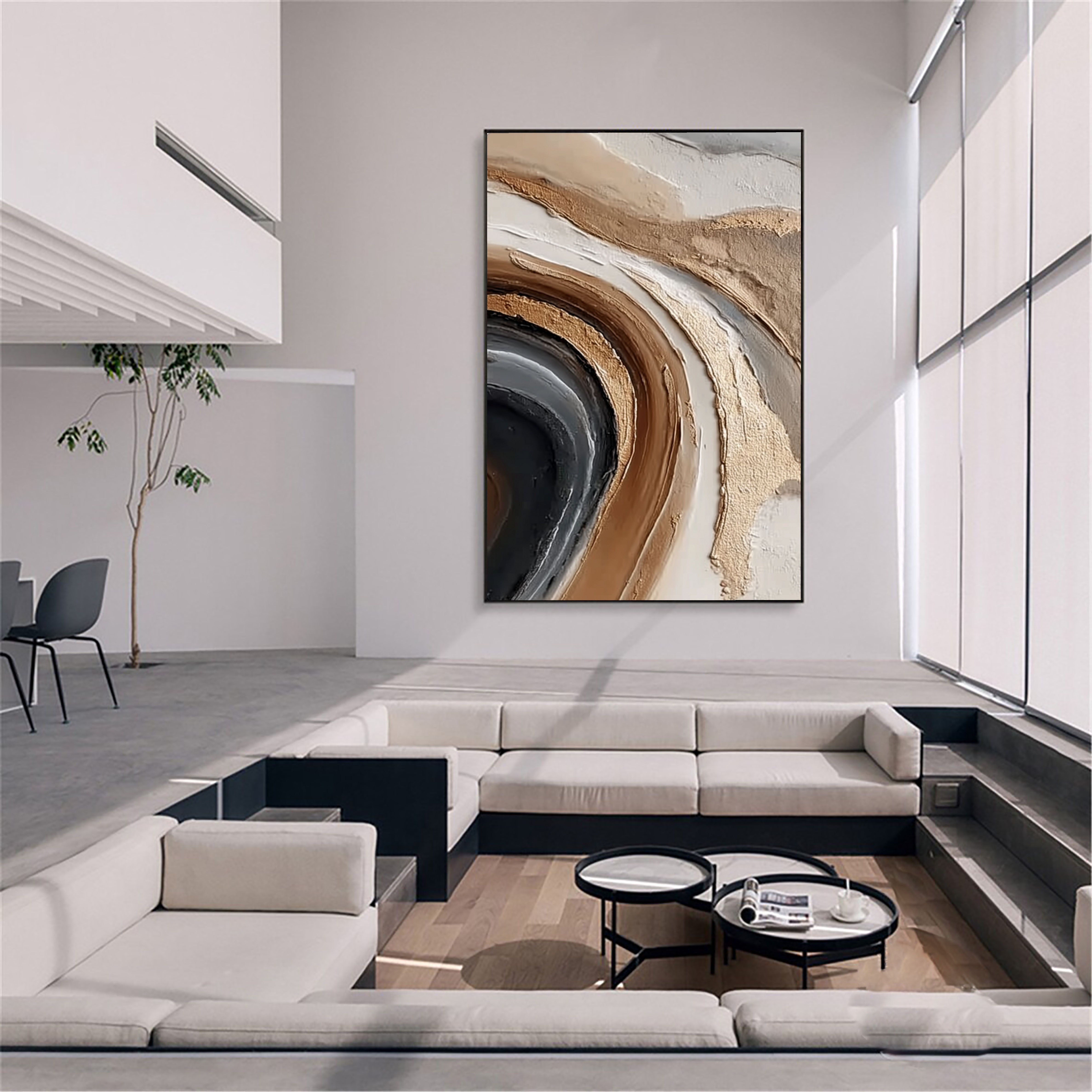 Textured Earth Tone Swirl | Gold Accent