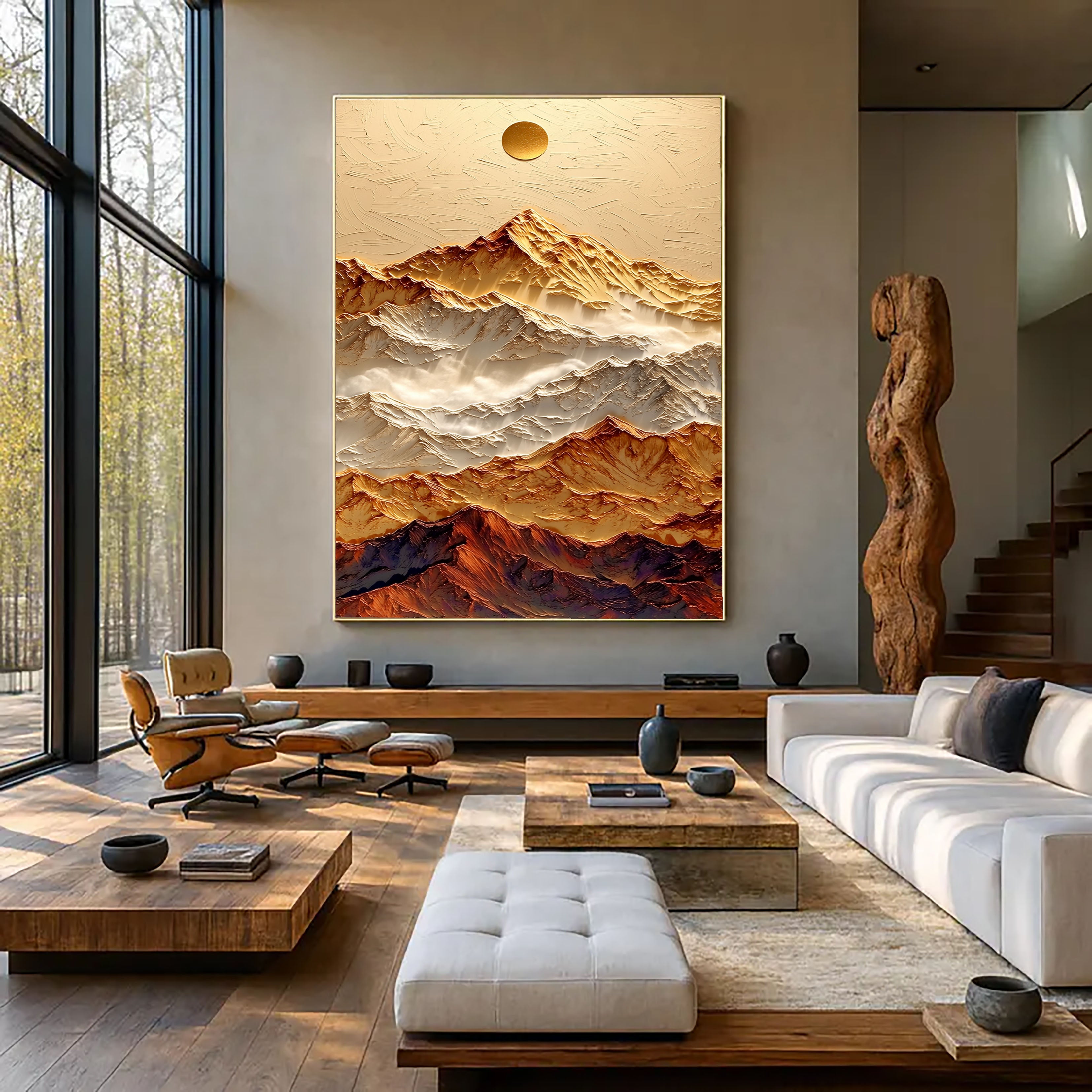 Textured Mountain Peaks | Gold White