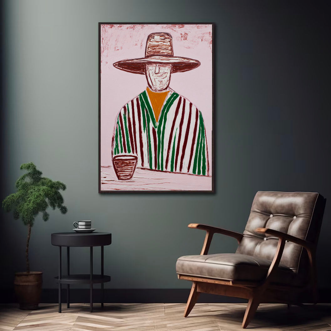 Whimsical Striped Portrait | Casual Lounge