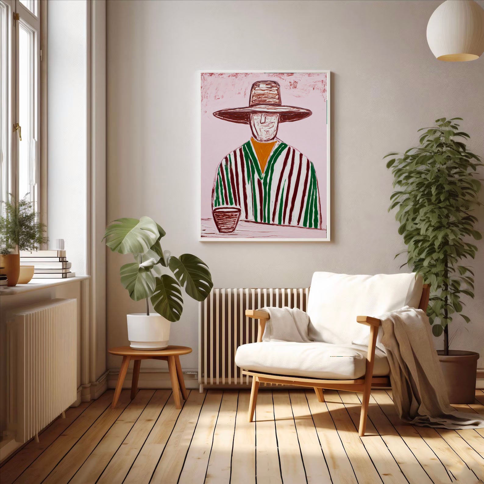 Whimsical Striped Portrait | Casual Lounge