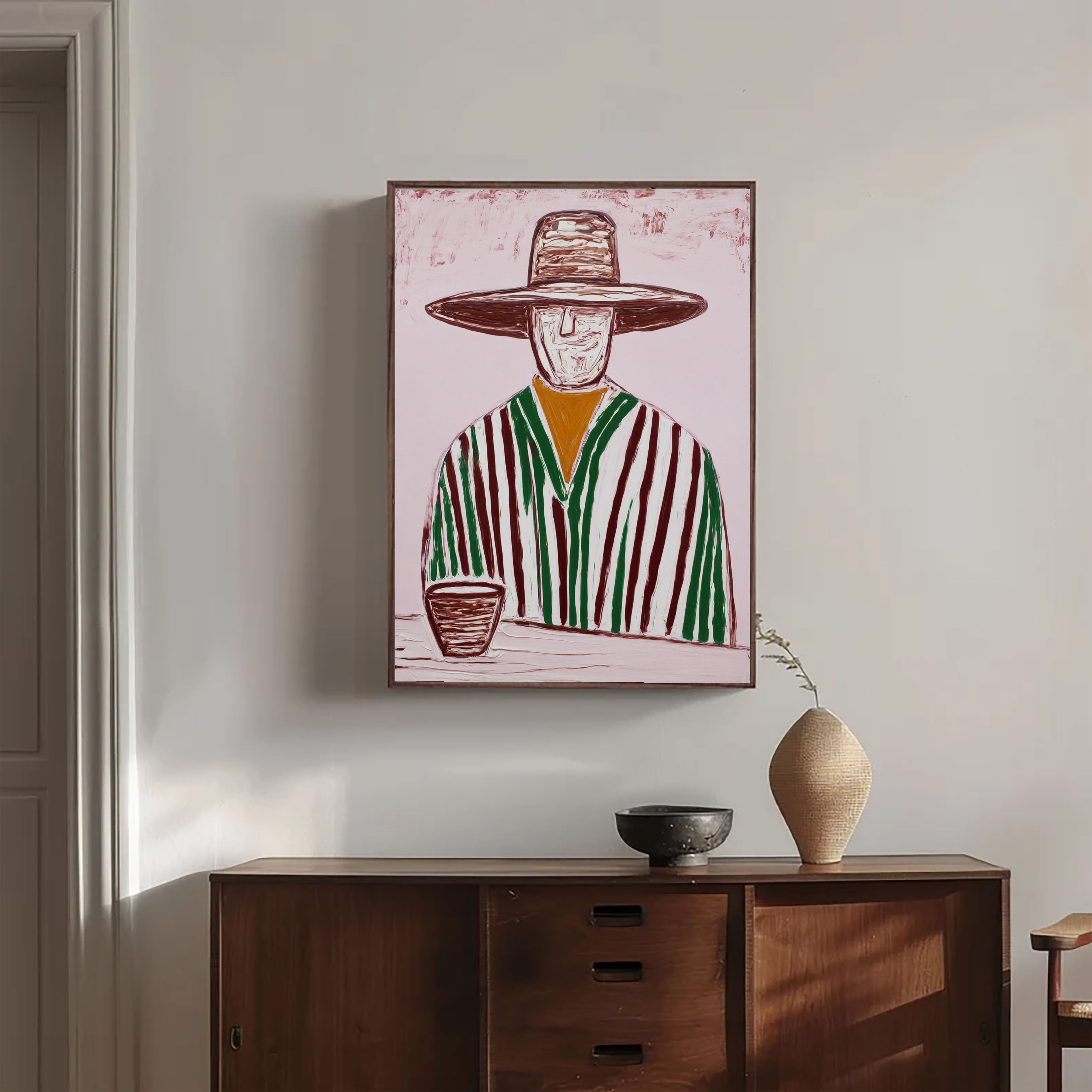 Whimsical Striped Portrait | Casual Lounge