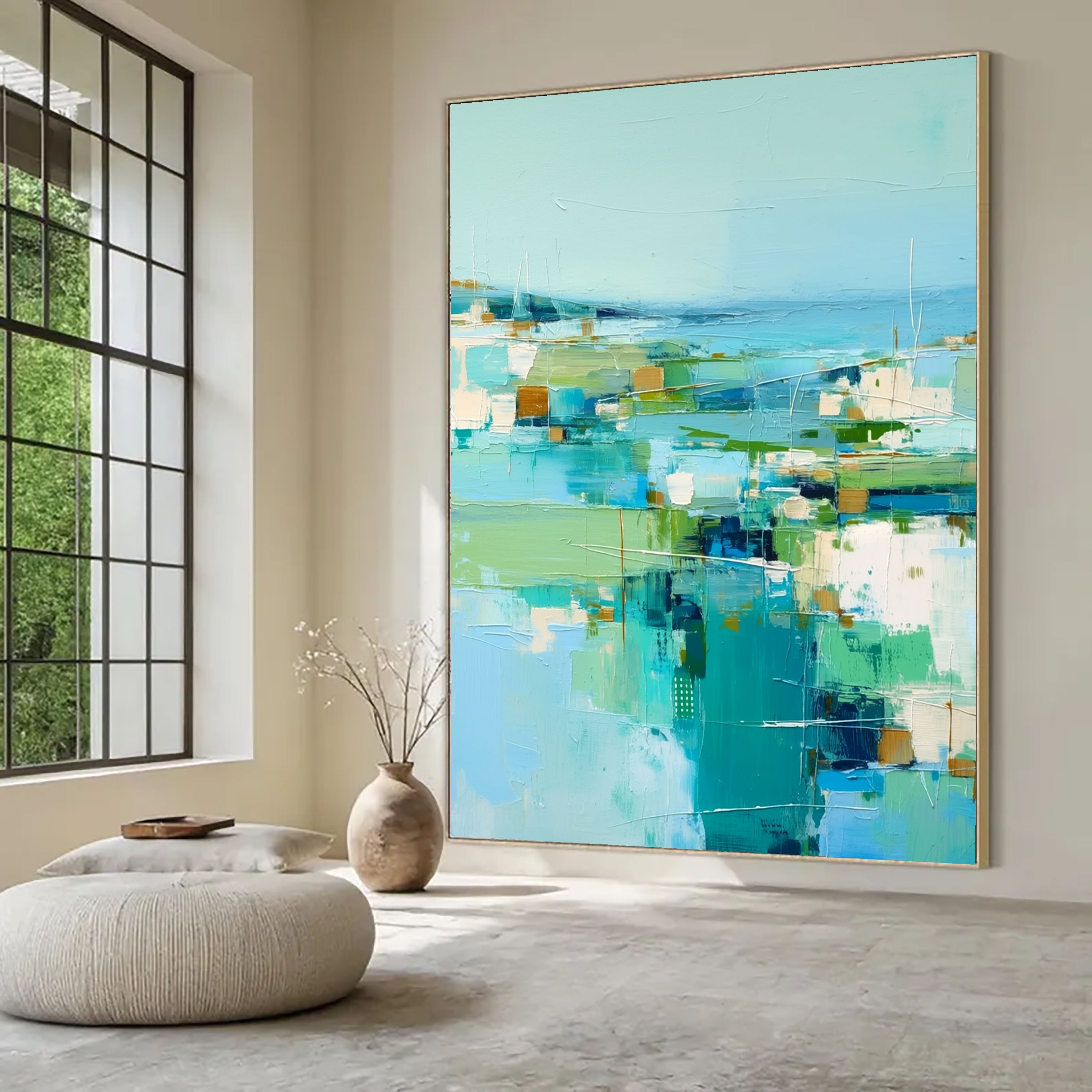 Textured Coastal Geometry | Teal Green