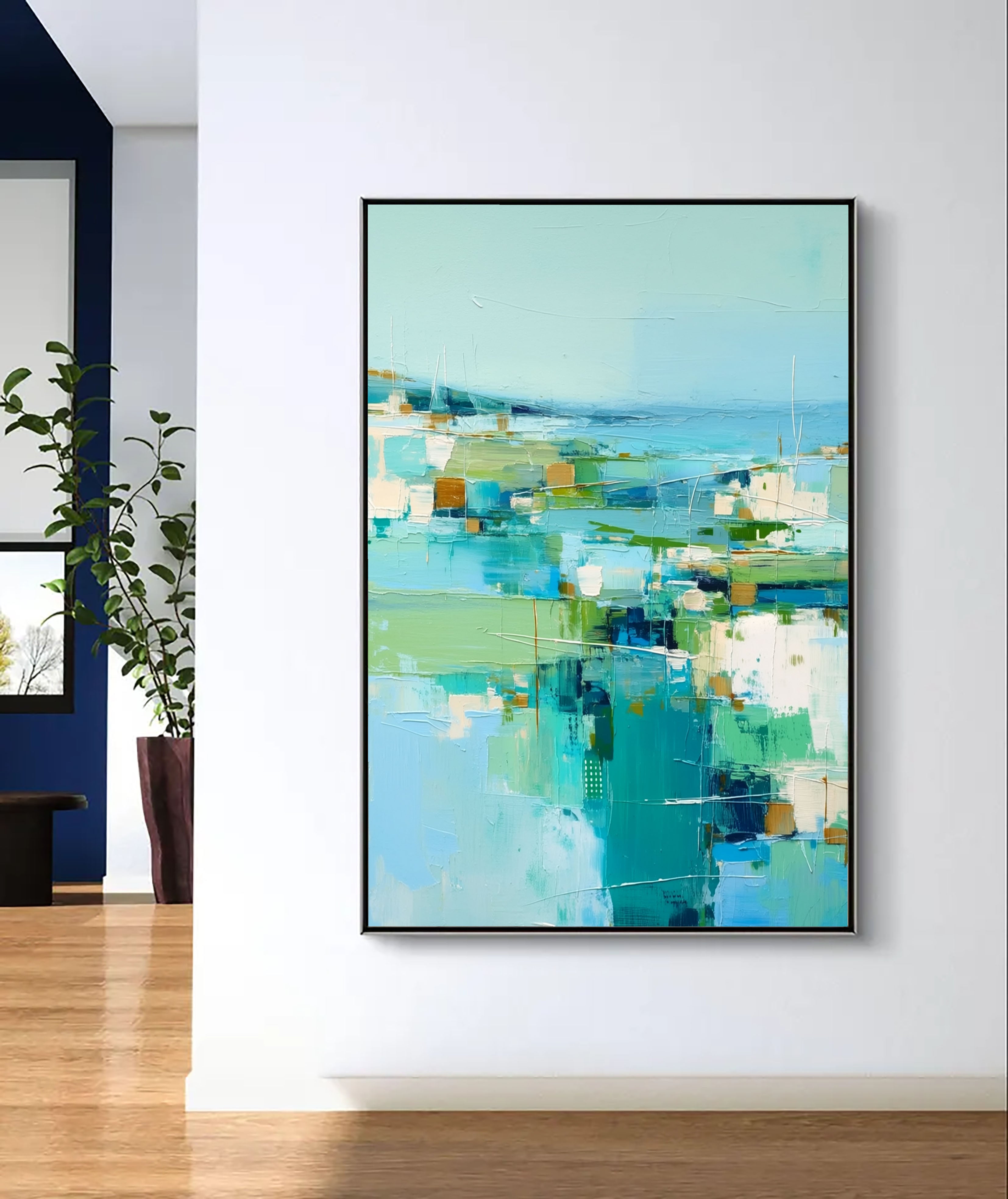 Textured Coastal Geometry | Teal Green
