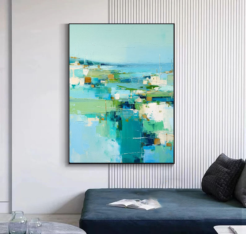 Textured Coastal Geometry | Teal Green